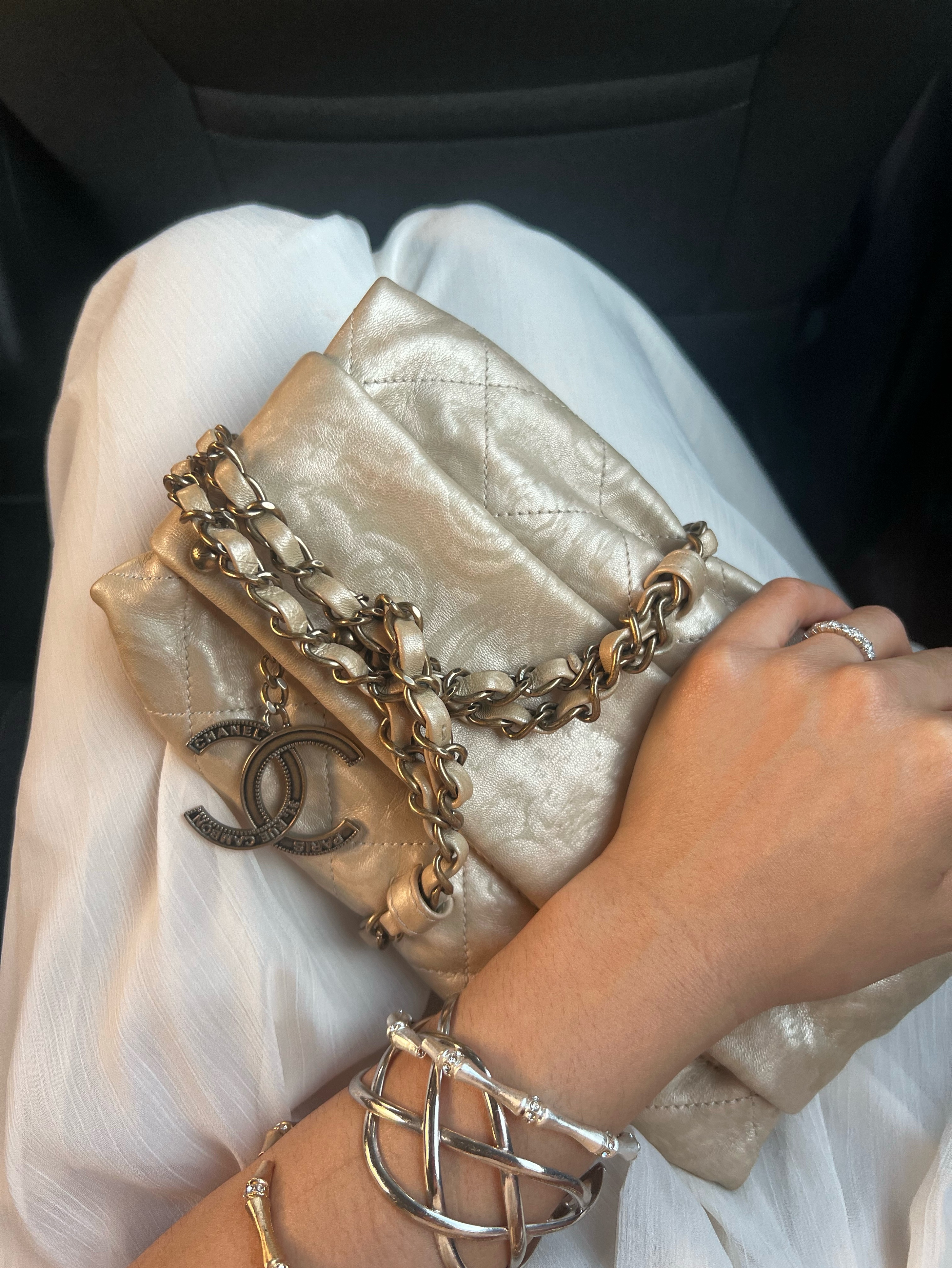 Vintage Chanel Baluchon Cream Quilted Bag
