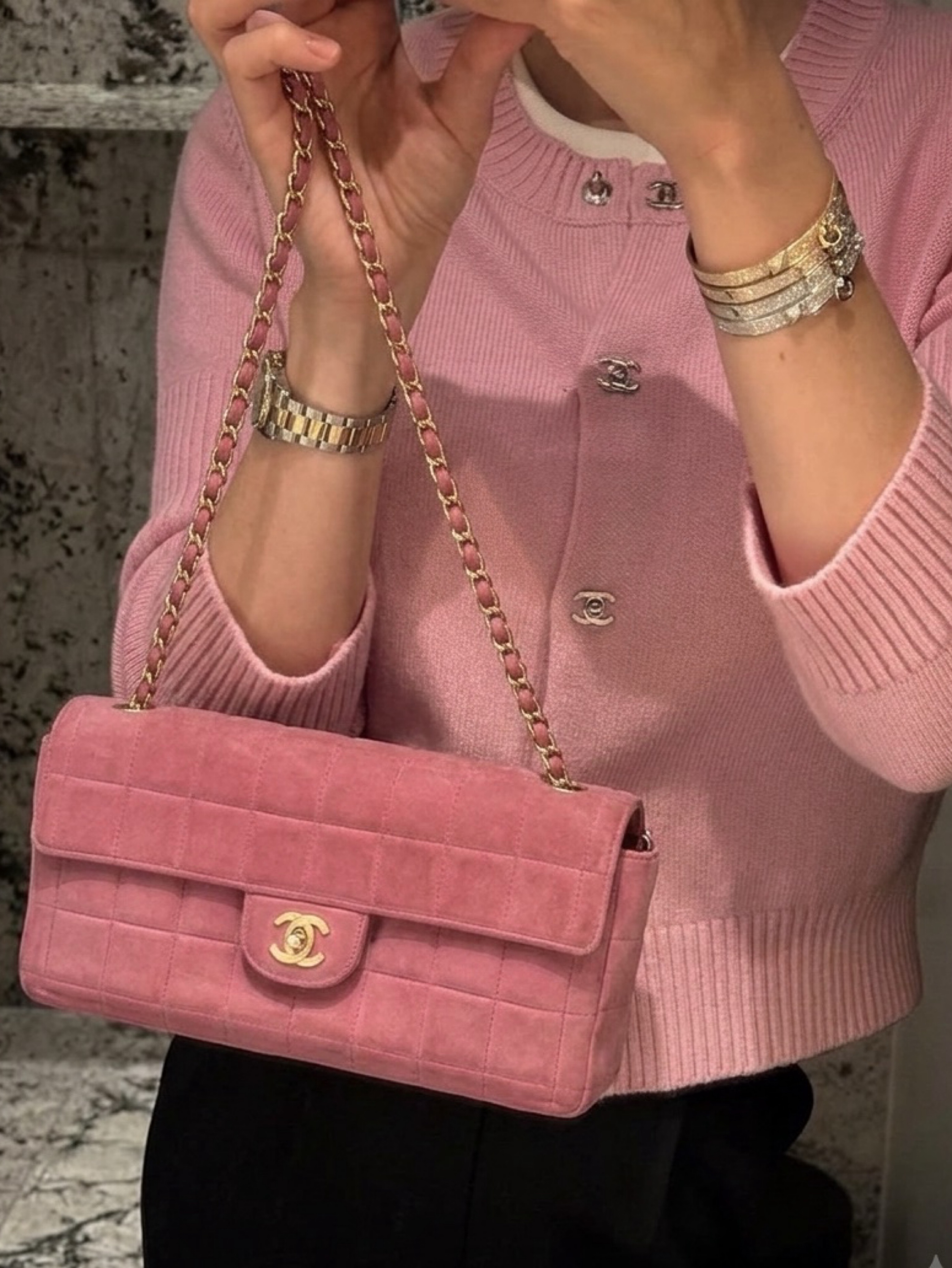 Vintage Chanel Pink Quilted Shoulder Bag