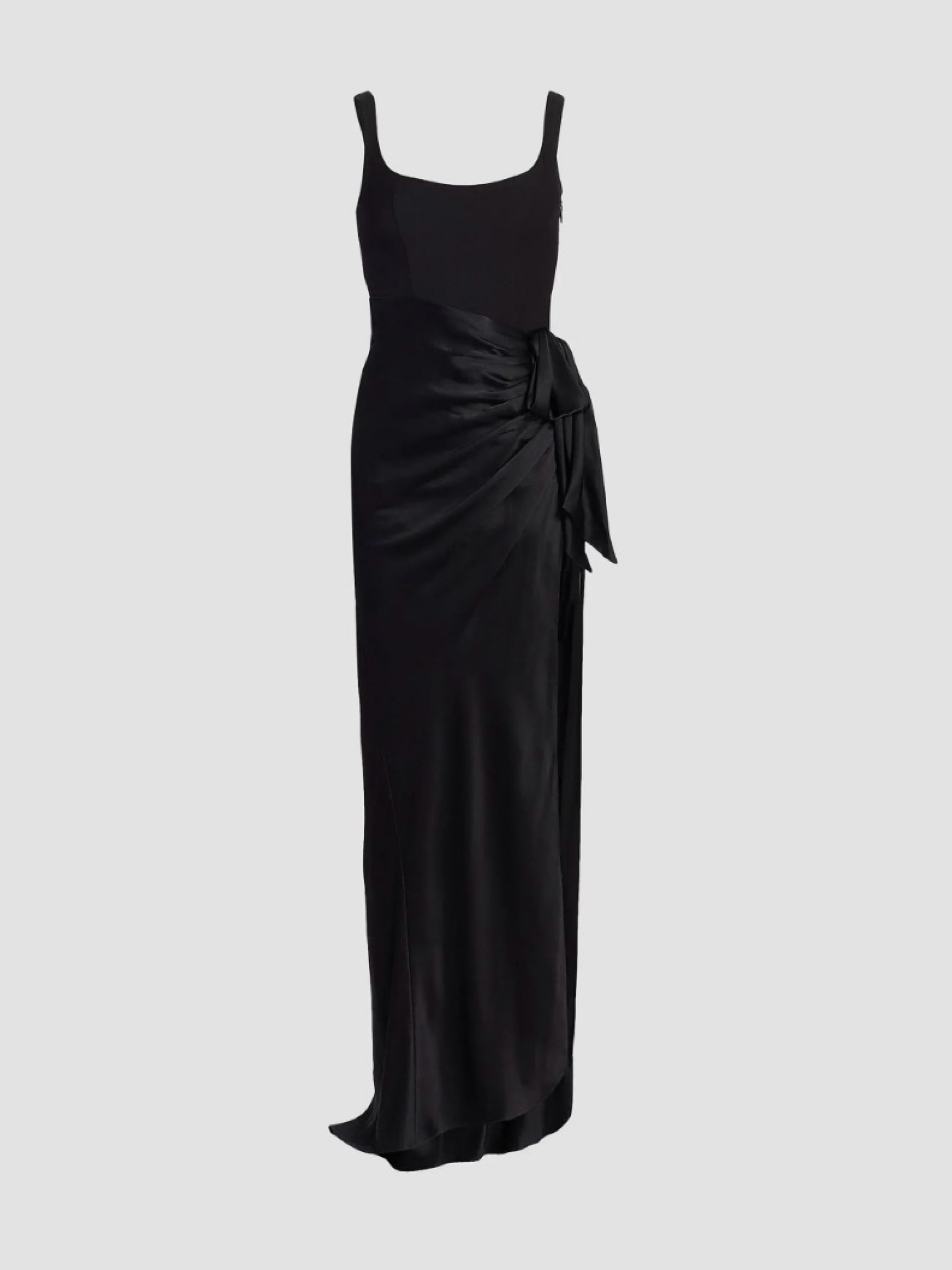 Black Satin Wrap Maxi Dress