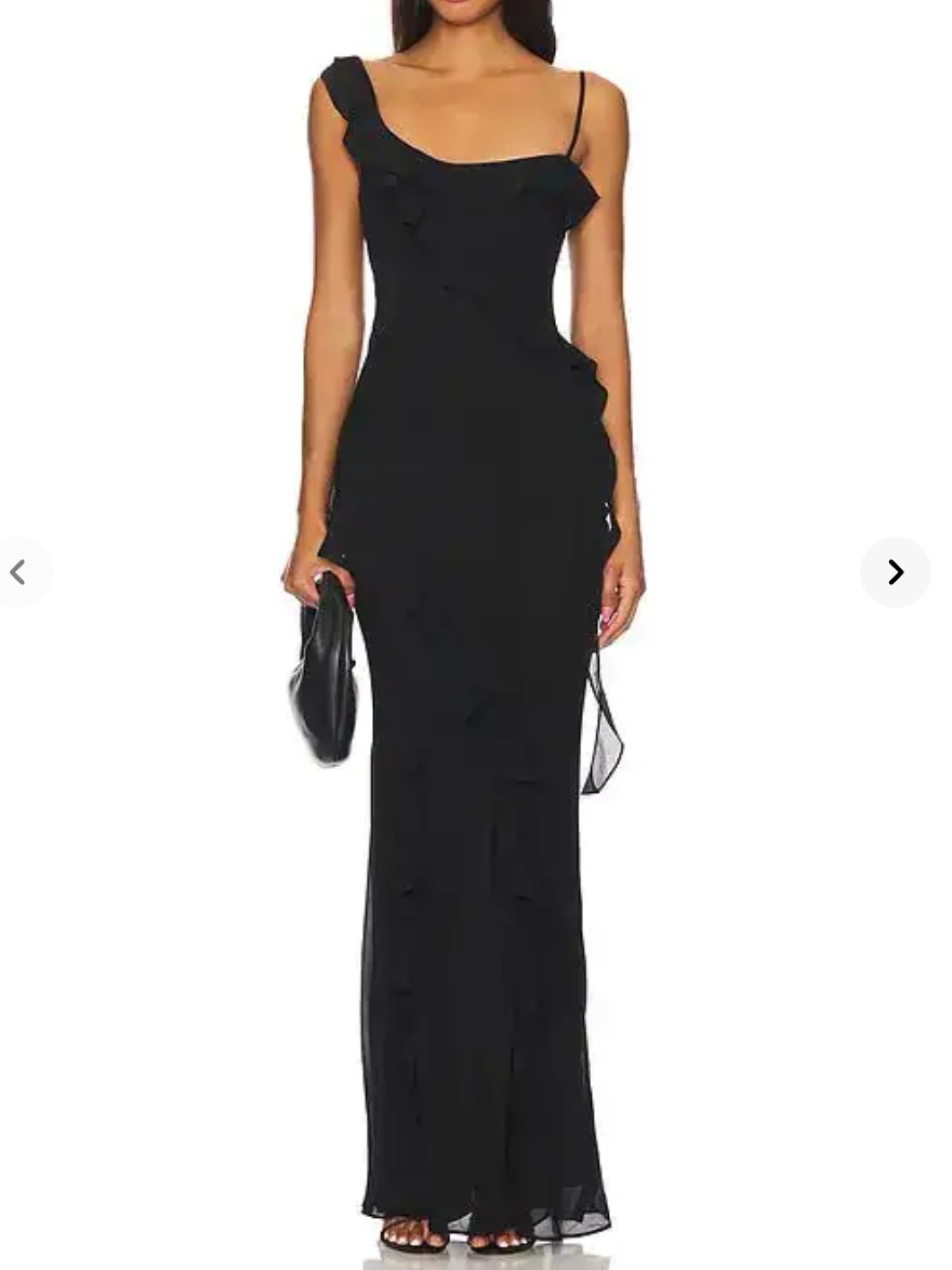 Majorelle Teagan Black Ruffle Chiffon Maxi Gown