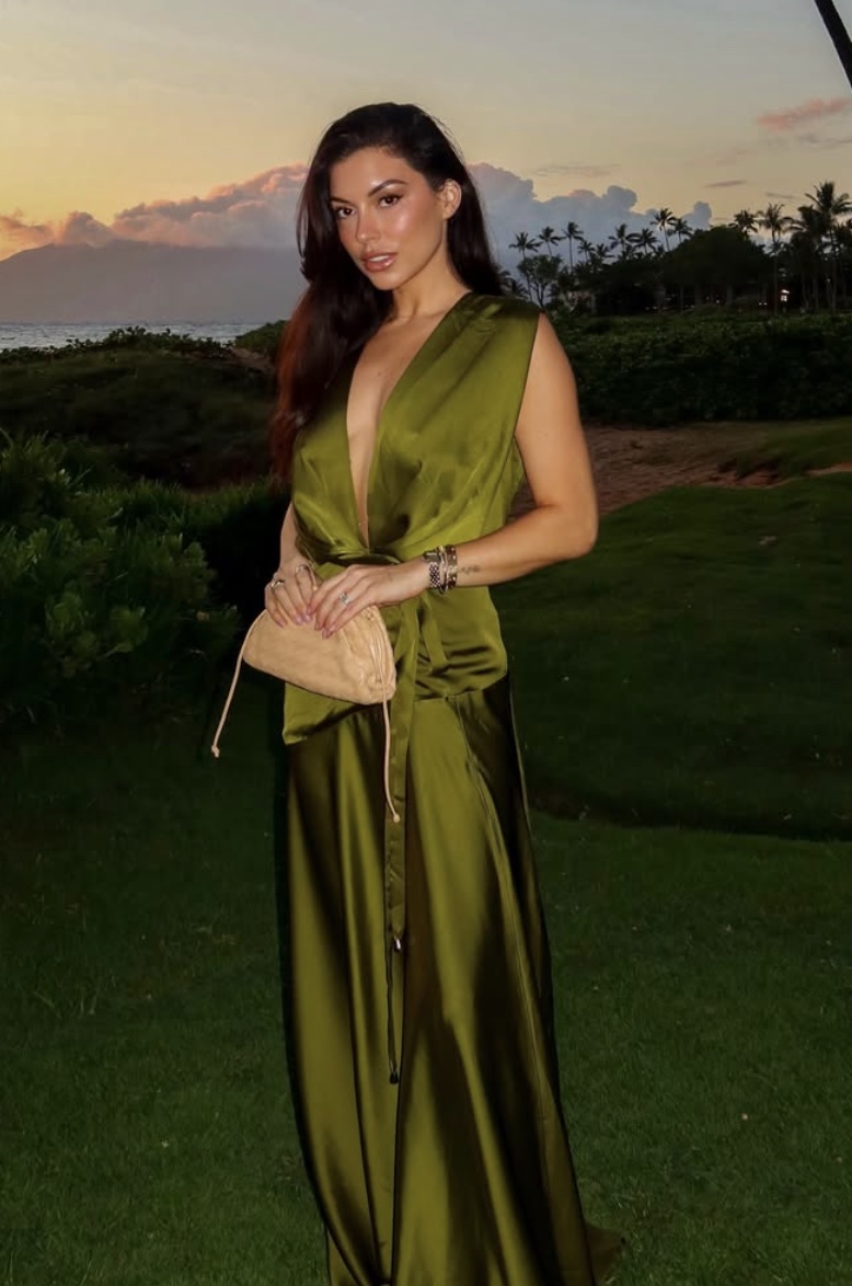 JLUX LABEL - Olive Satin Maxi Dress
