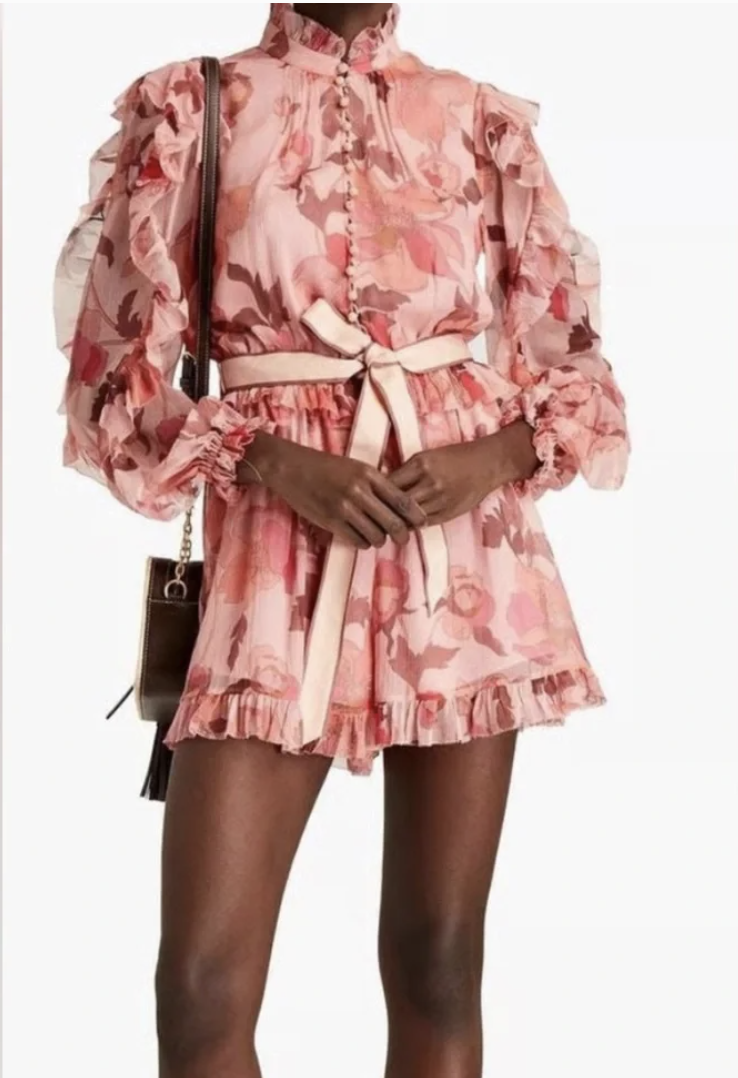 Zimmermann Silk Chiffon Ruffle Romper