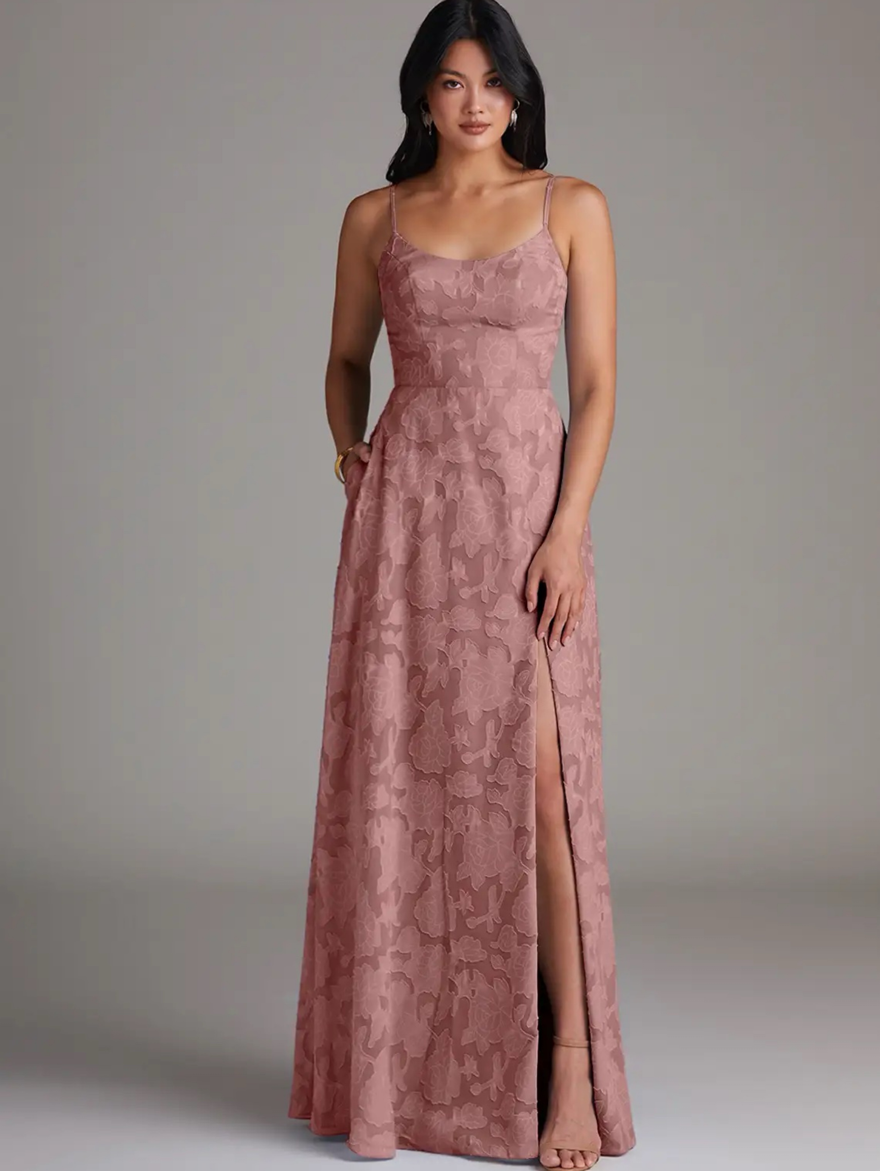 floral maxi dress designer Multicolor V-Neck Ruffle It will allow you Stassi Luxe Satin Bridesmaid Reaction Kenneth Cole Size:L (US 12 TO US 14)