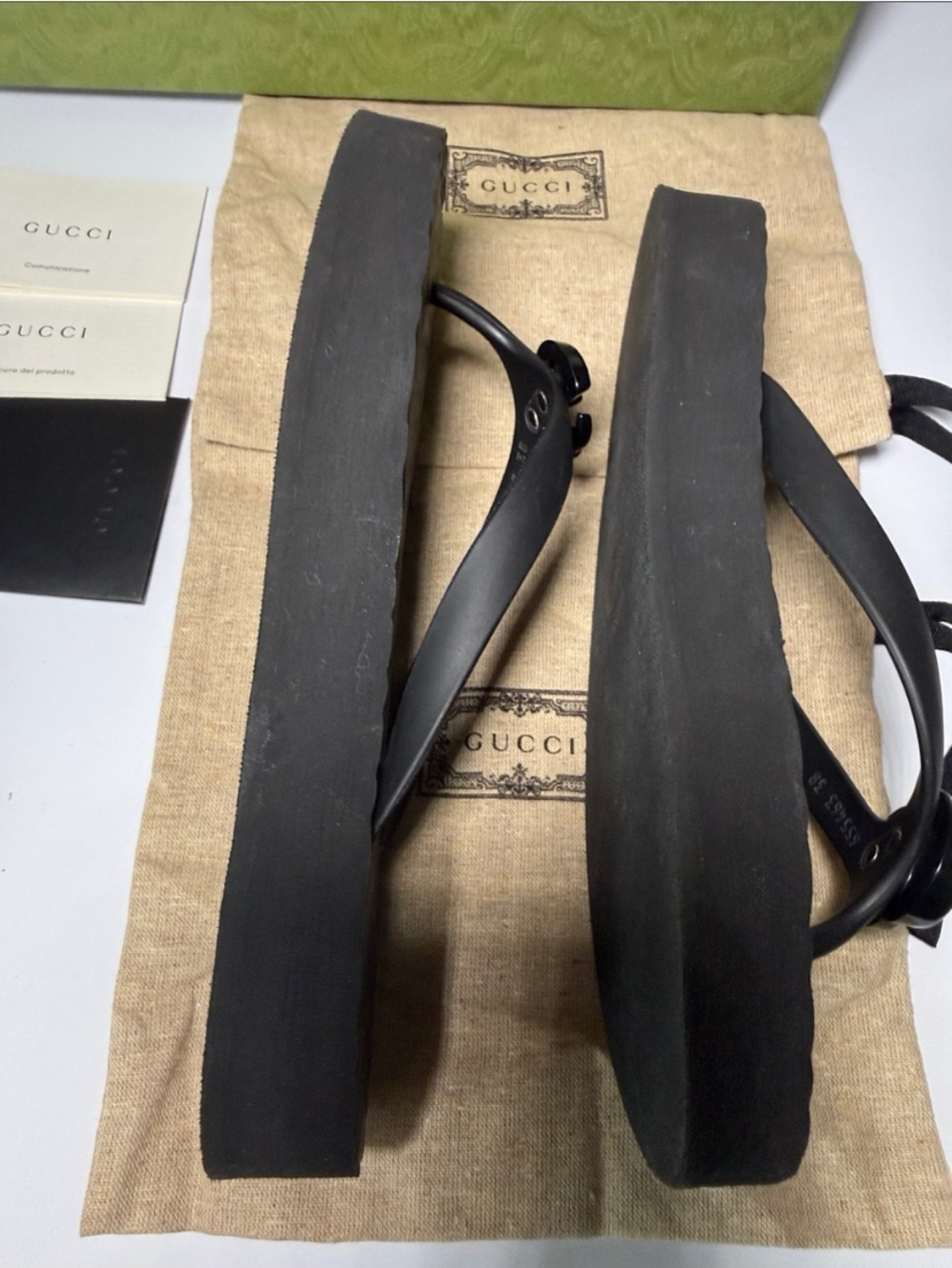 Gucci Inspired Black Leather Thong Sandals by Gucci - Pickle