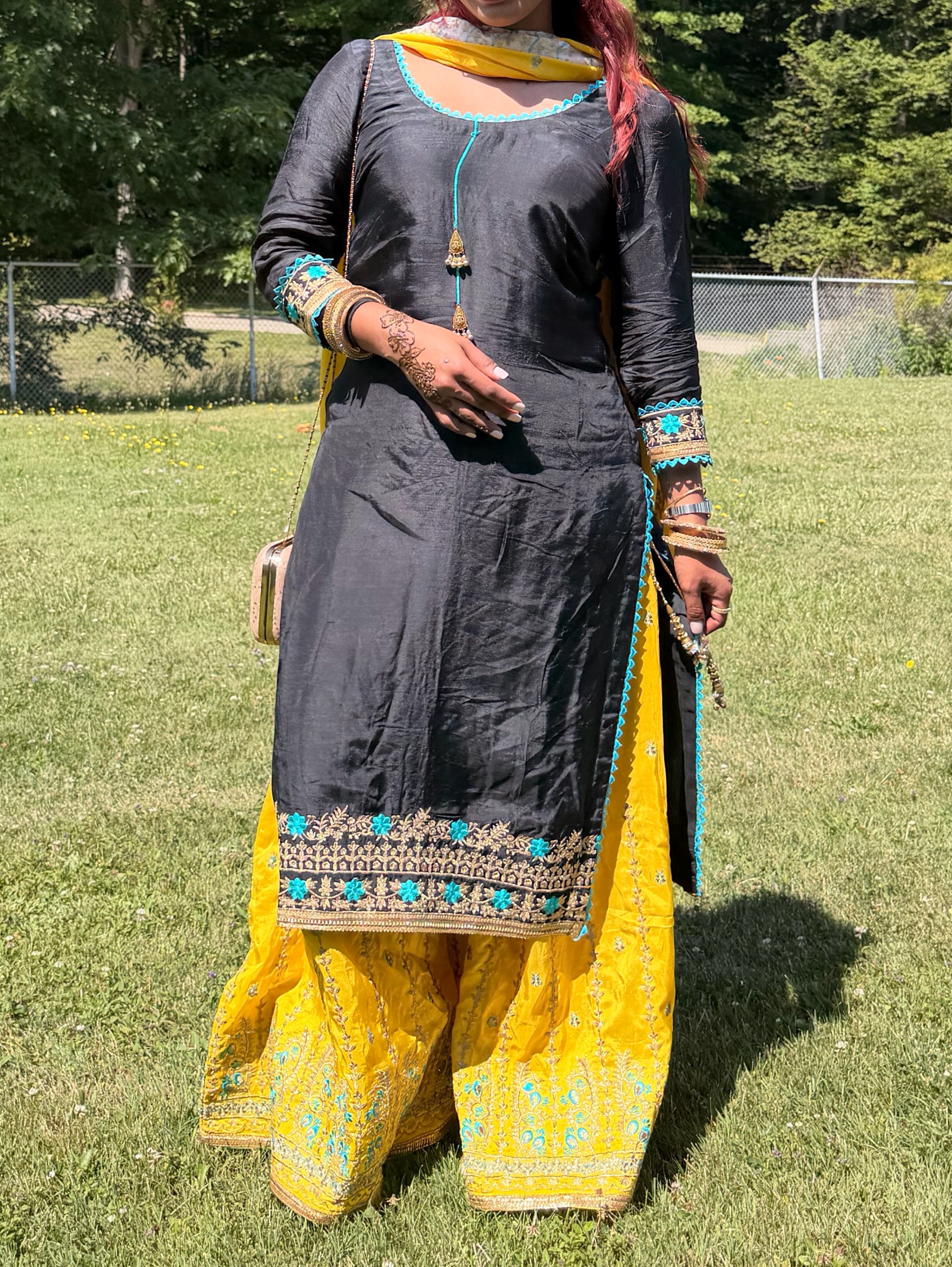 Black and yellow Embroidered sharara