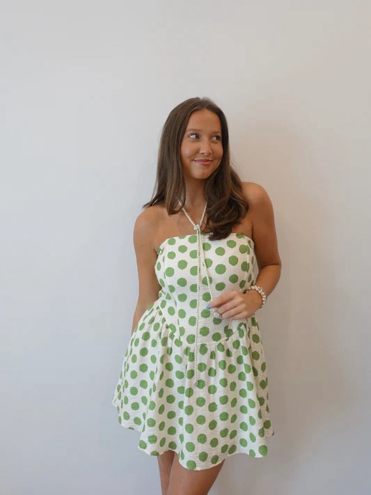 Green dotted mini dress by Baby Pink - Pickle