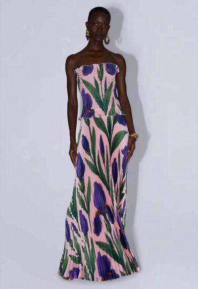 l ide maya strapless pleated maxi dress L'IDE Maya Pleated Maxi Dress | Pink