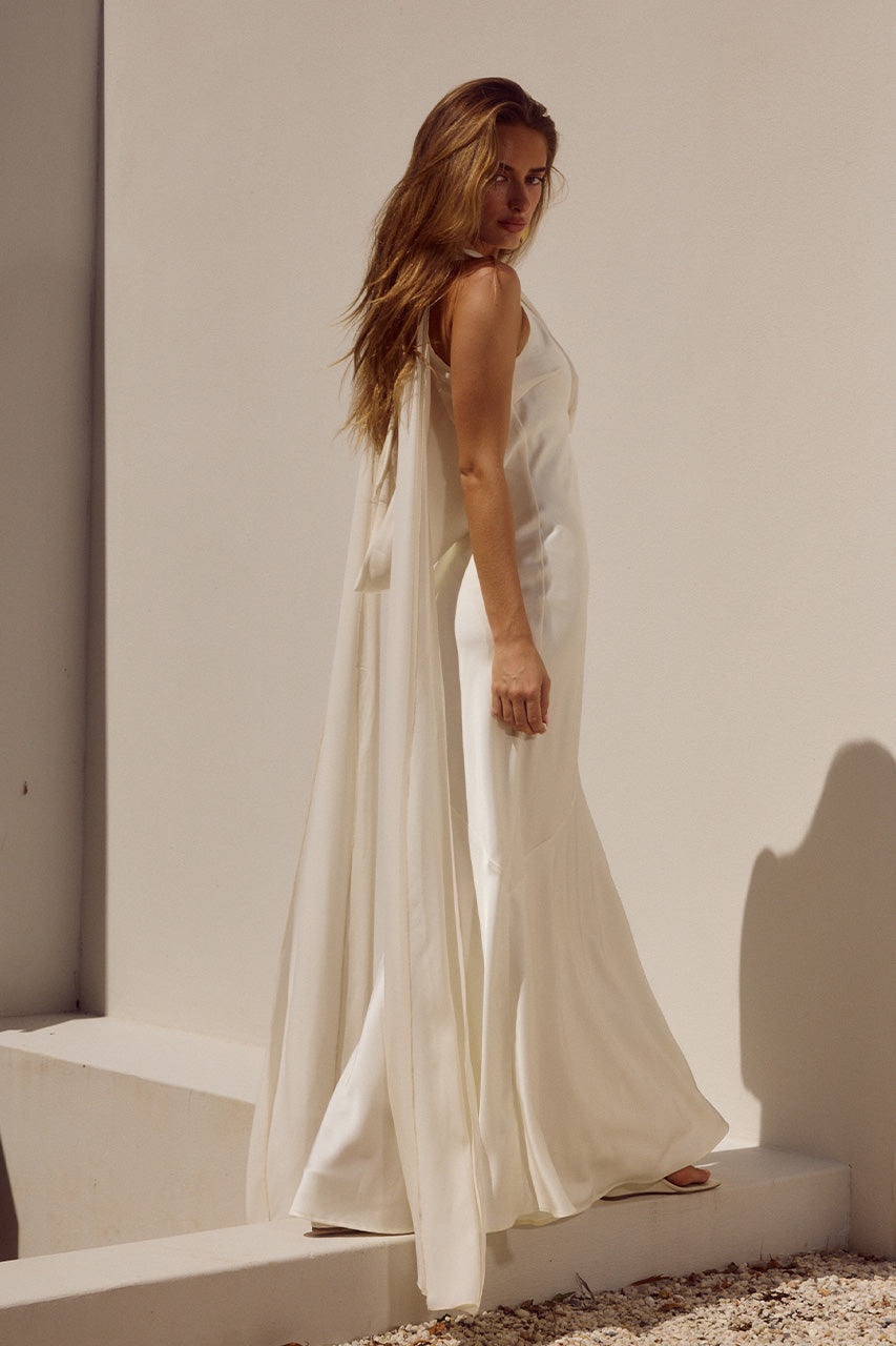 white floral lace dress Uliana Halterneck Maxi Perfect for any formal teal prom dresses Color::#26-Cream ASOS DESIGN ruffle short