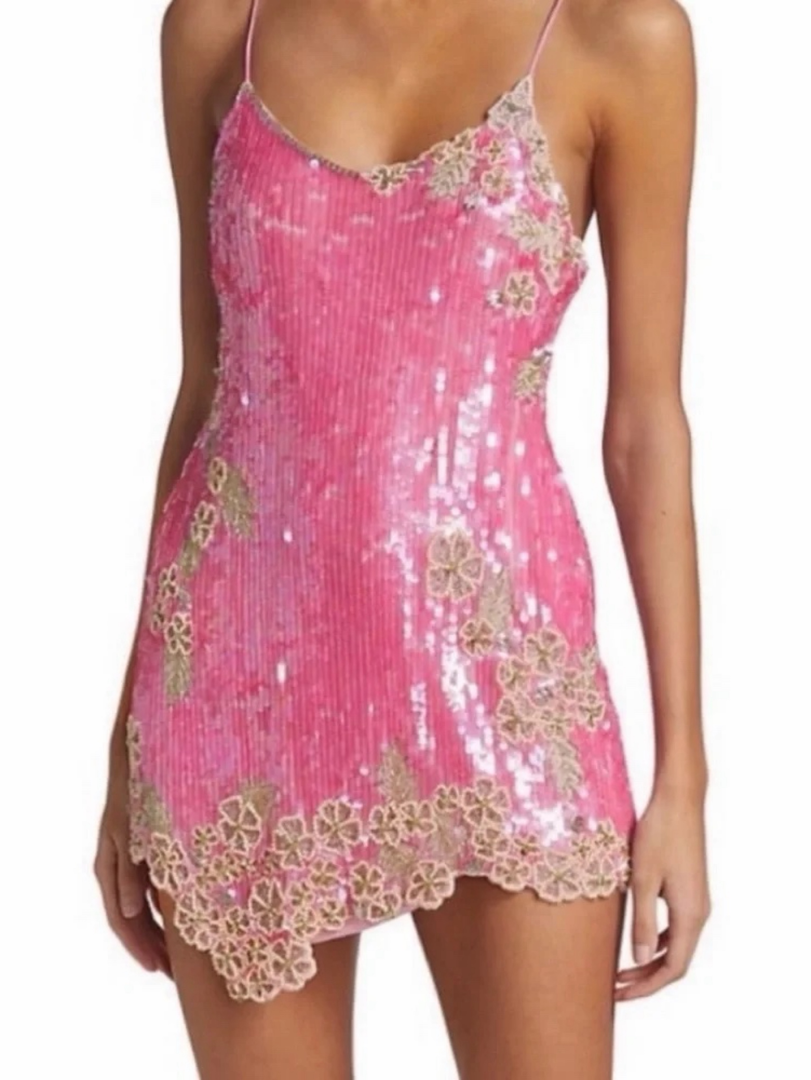 SOLD OUT LoveShackFancy Meline Pink Sequin Mini Dress – Raspberry Pink Sparkle Size 0