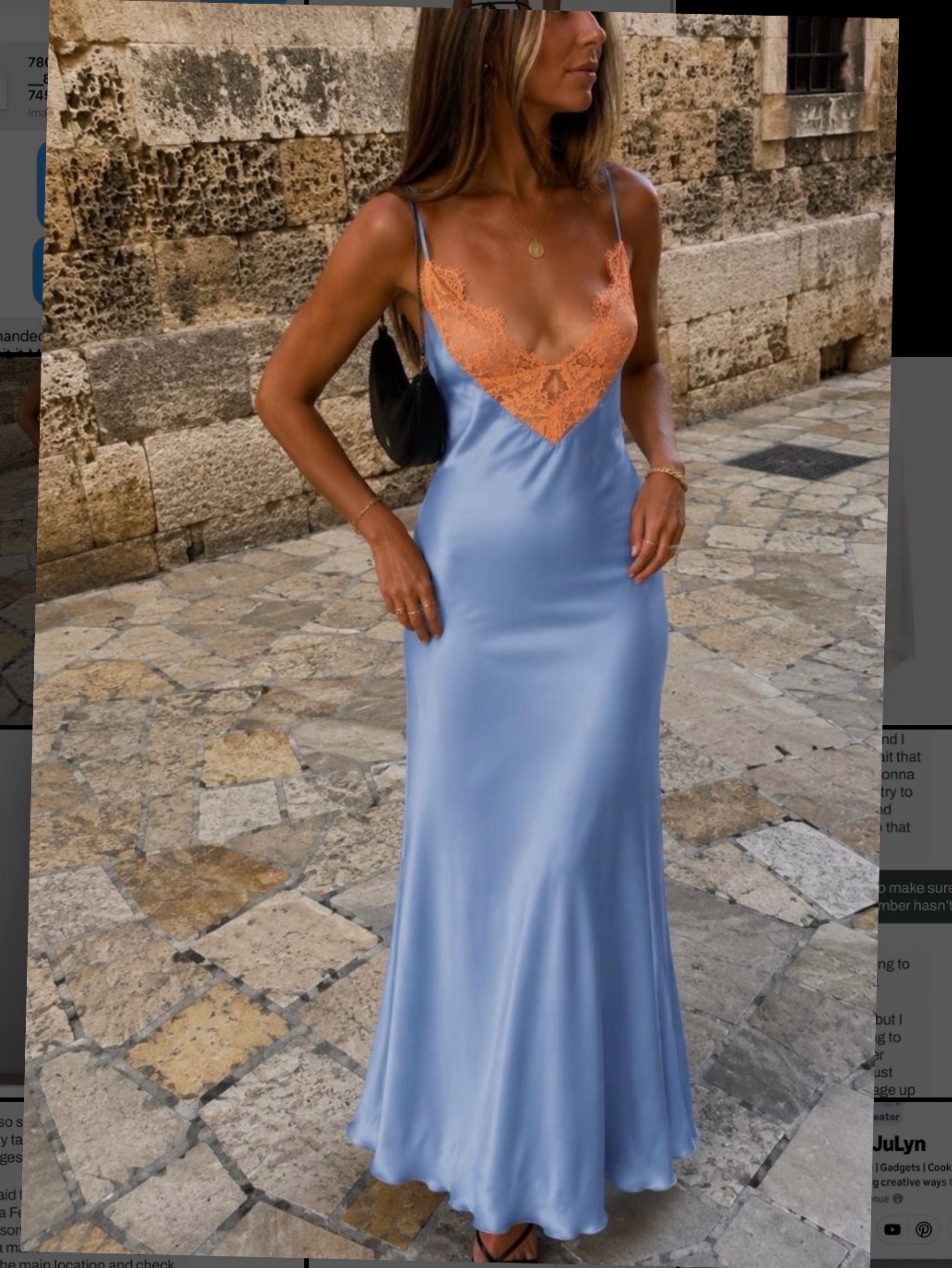 Ronny Kobo Vito Maxi Dress in Cornflower Blue + Orange - XS