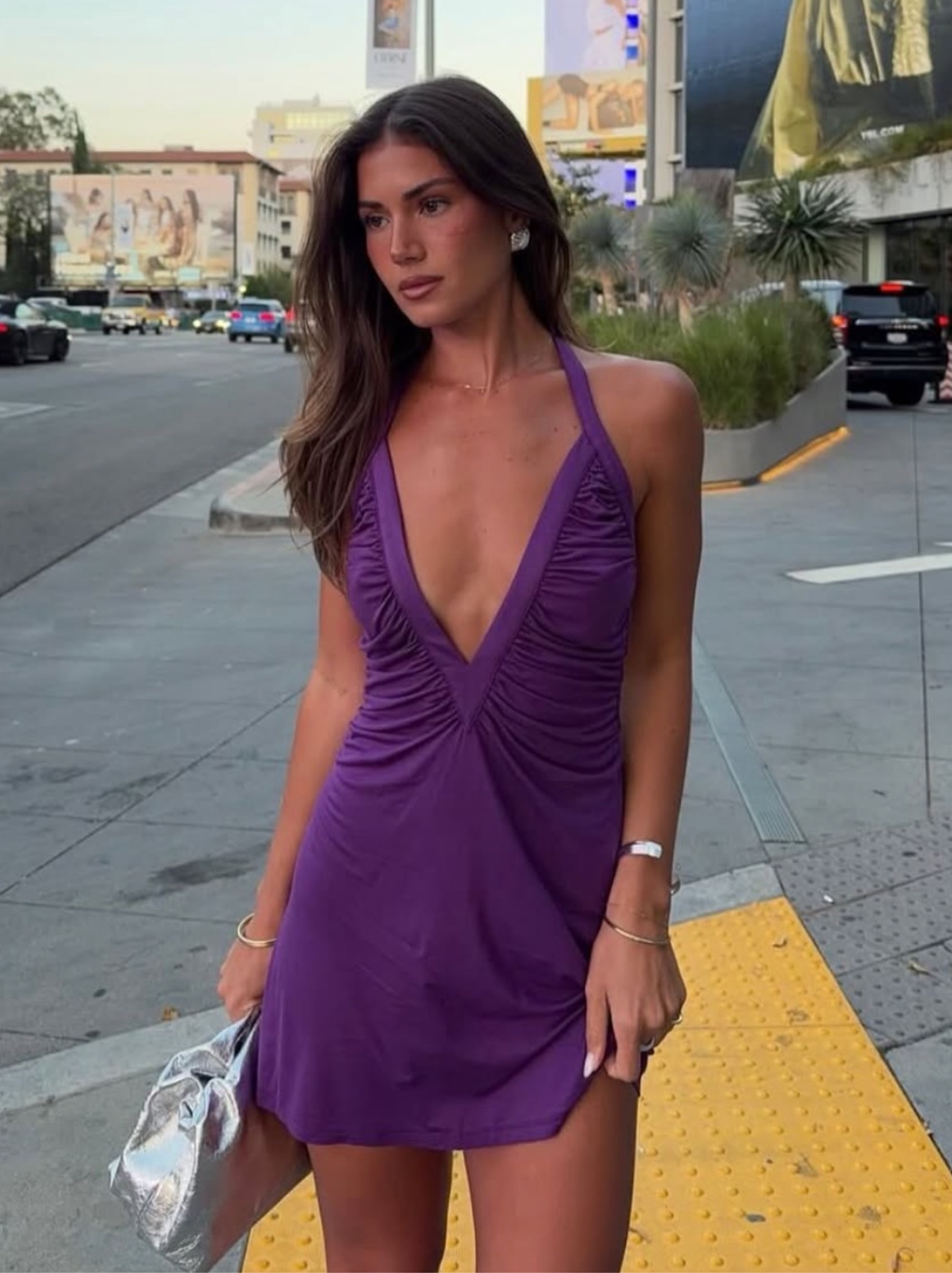 Viral SOLAMUSA Angelina Mini Dress in Uva Purple - XS