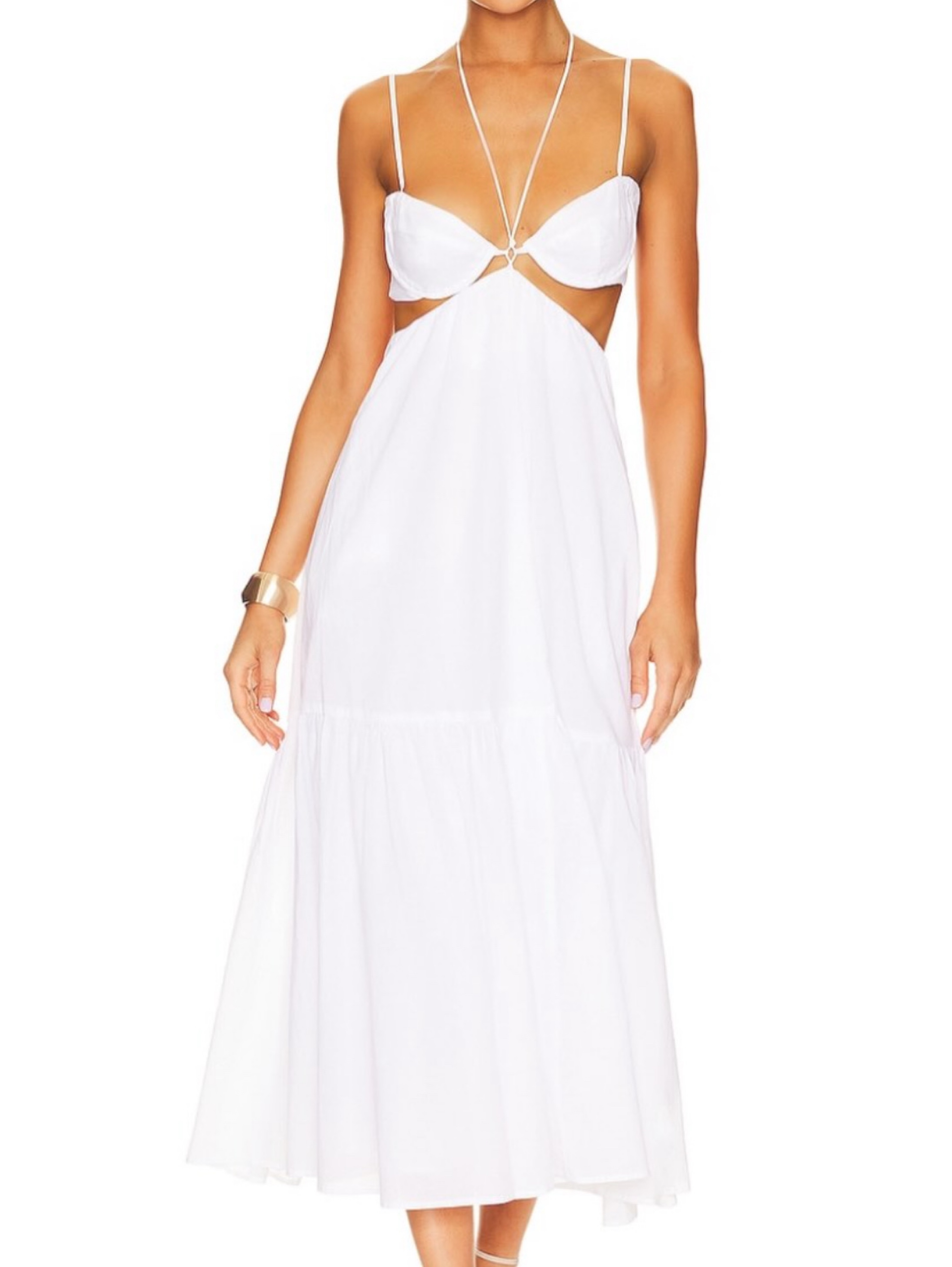 Revolve Bardot Willow Midi White Dress in Orchid White