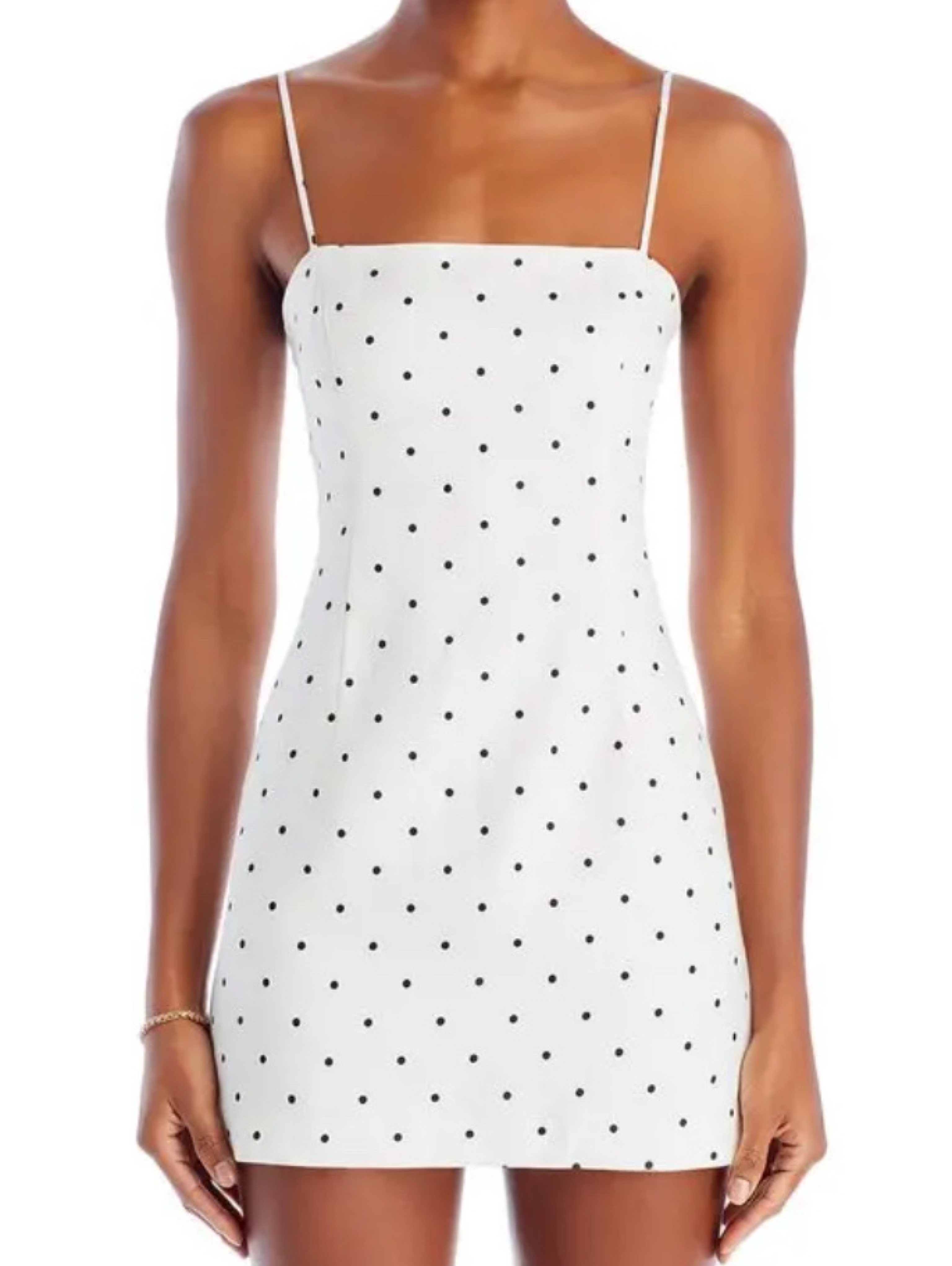 Revolve Bardot Joie Polka Dot Linen Mini Dress