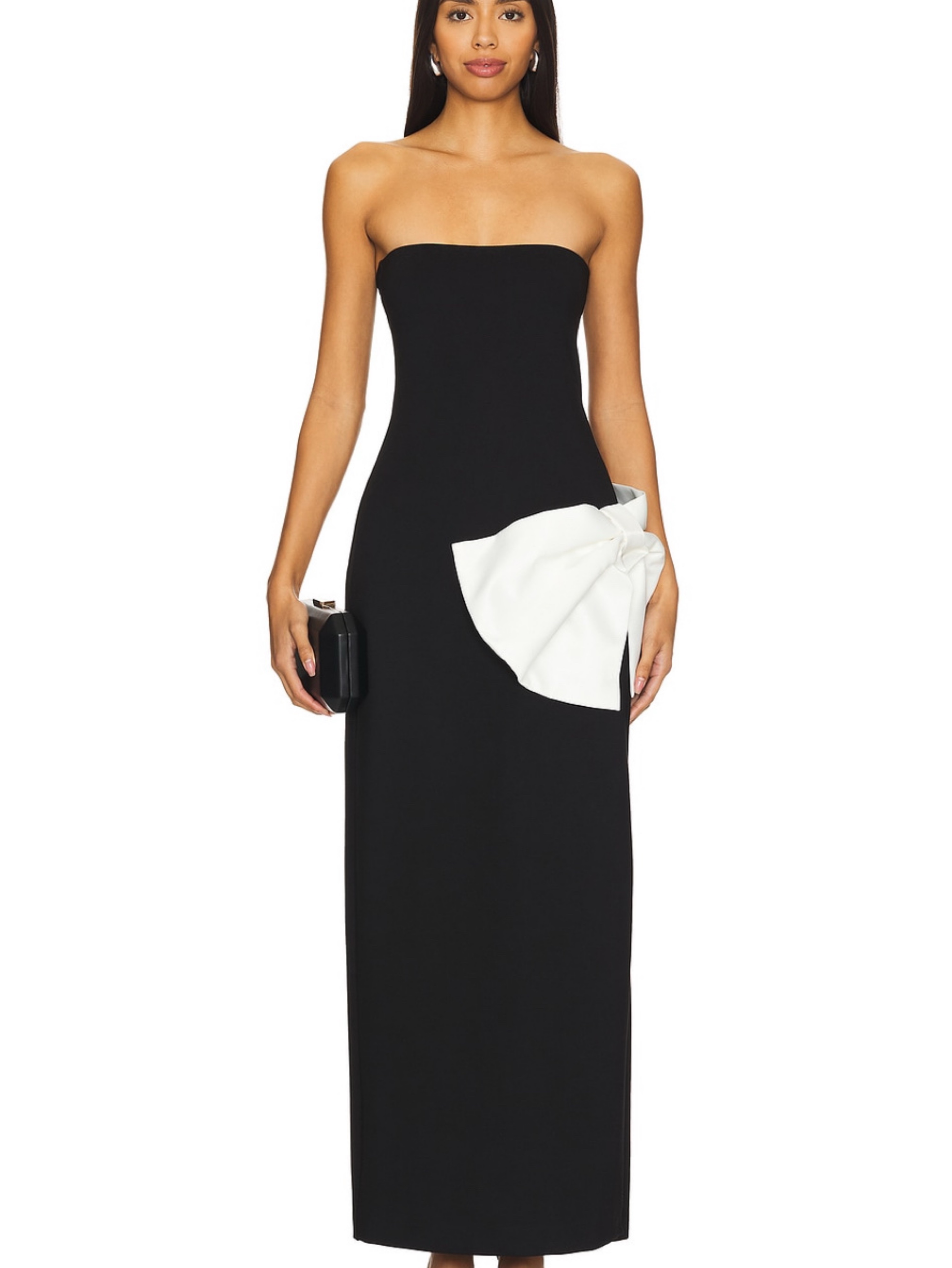 Revolve Black Gown withe white satin bow