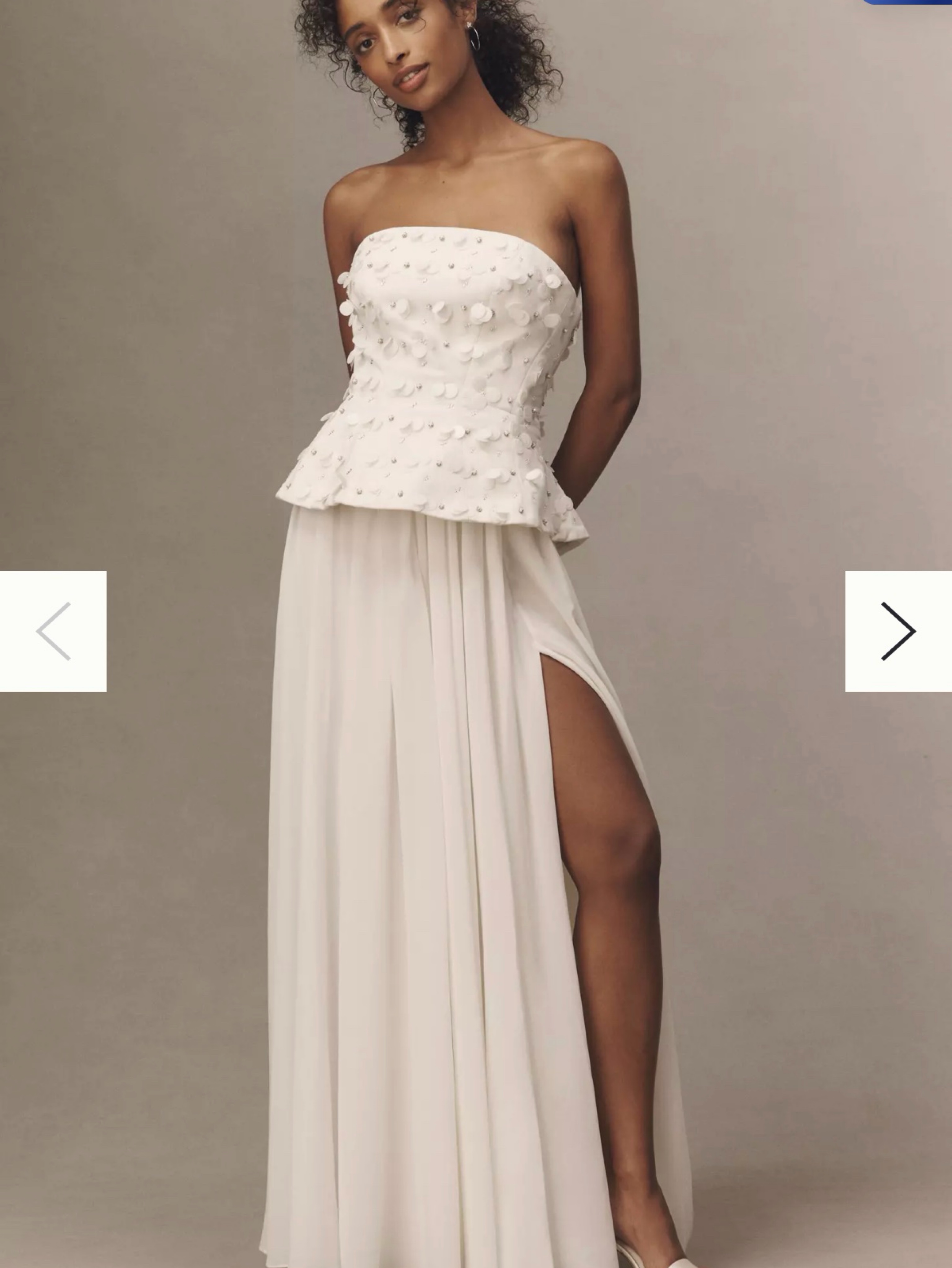 bhldn formal dresses BHLDN Strapless Embellished Peplum Pleated Maxi Dress by BHLDN