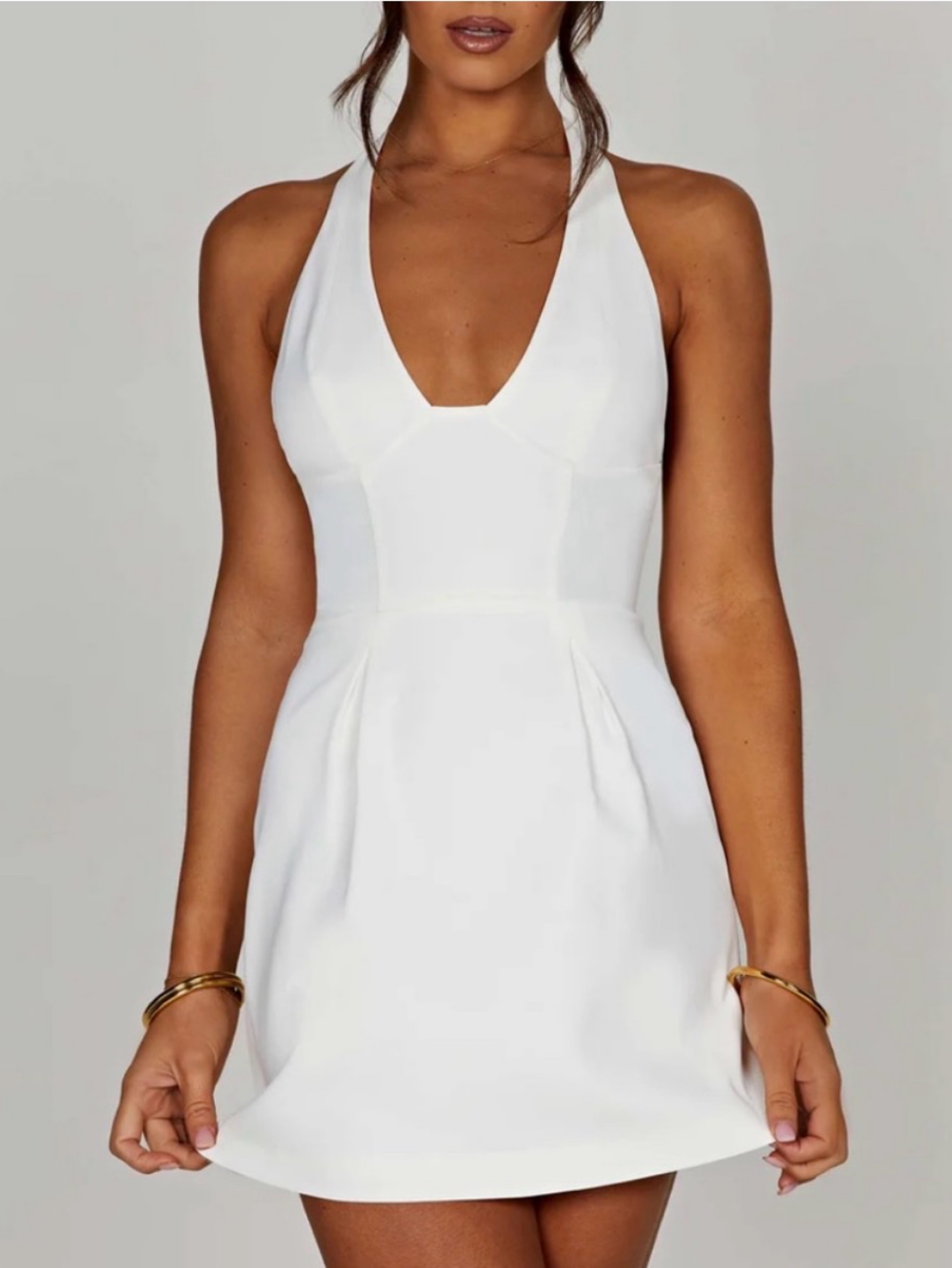 Babyboo White Halter Mini Dress Size Medium
