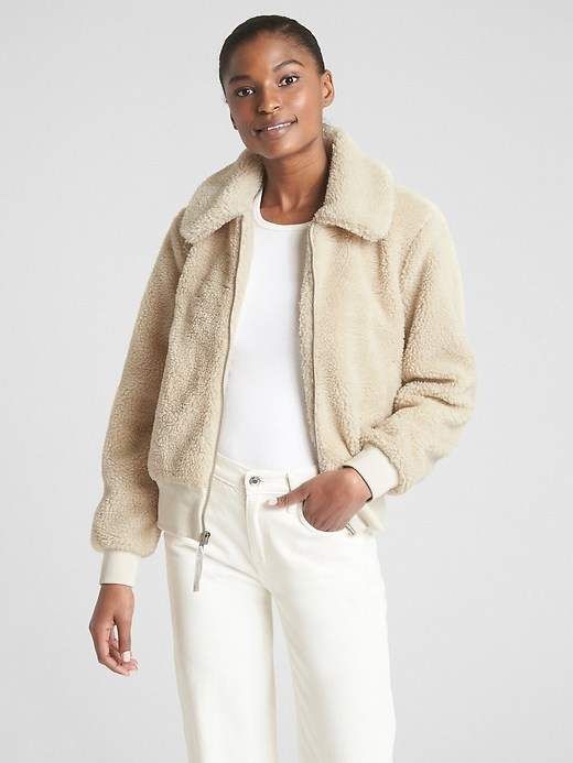 Banana Republic Sherpa Teddy Bomber Jacket size small