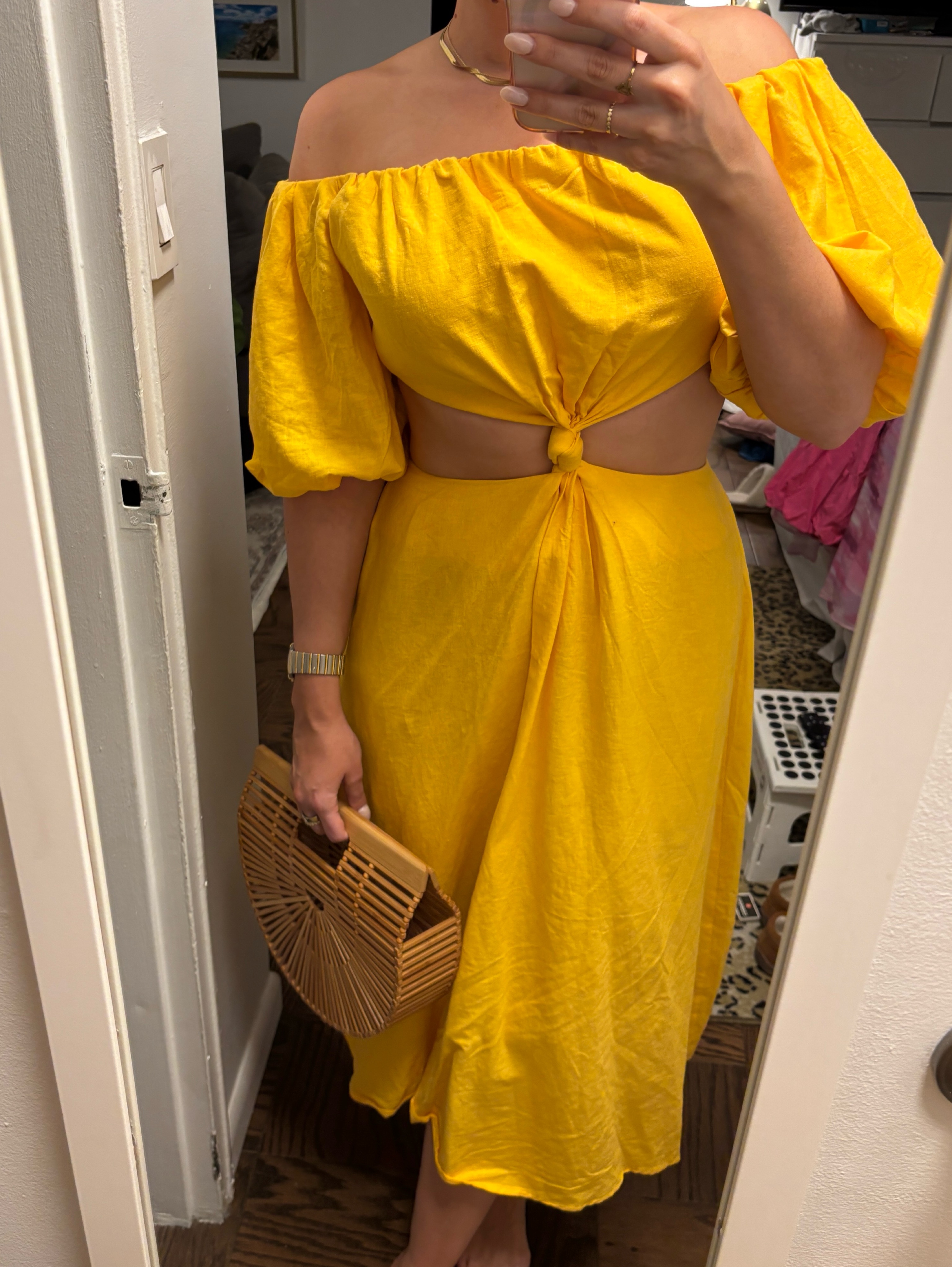 farm rio yellow linen dress Farm Rio Yellow Ruched Linen-blend Maxi Dress