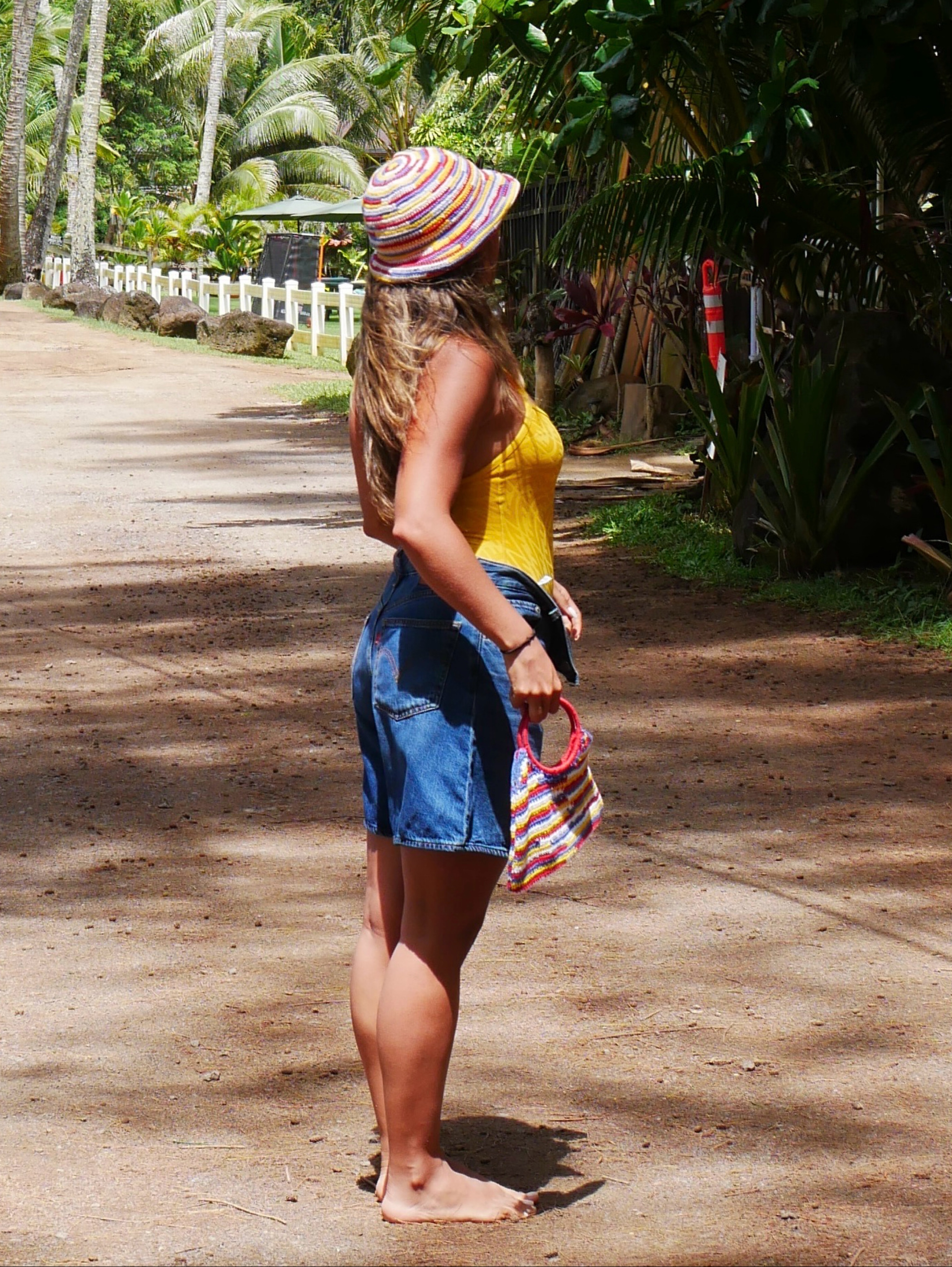 J.Crew Striped Crochet Hat + Bag Set