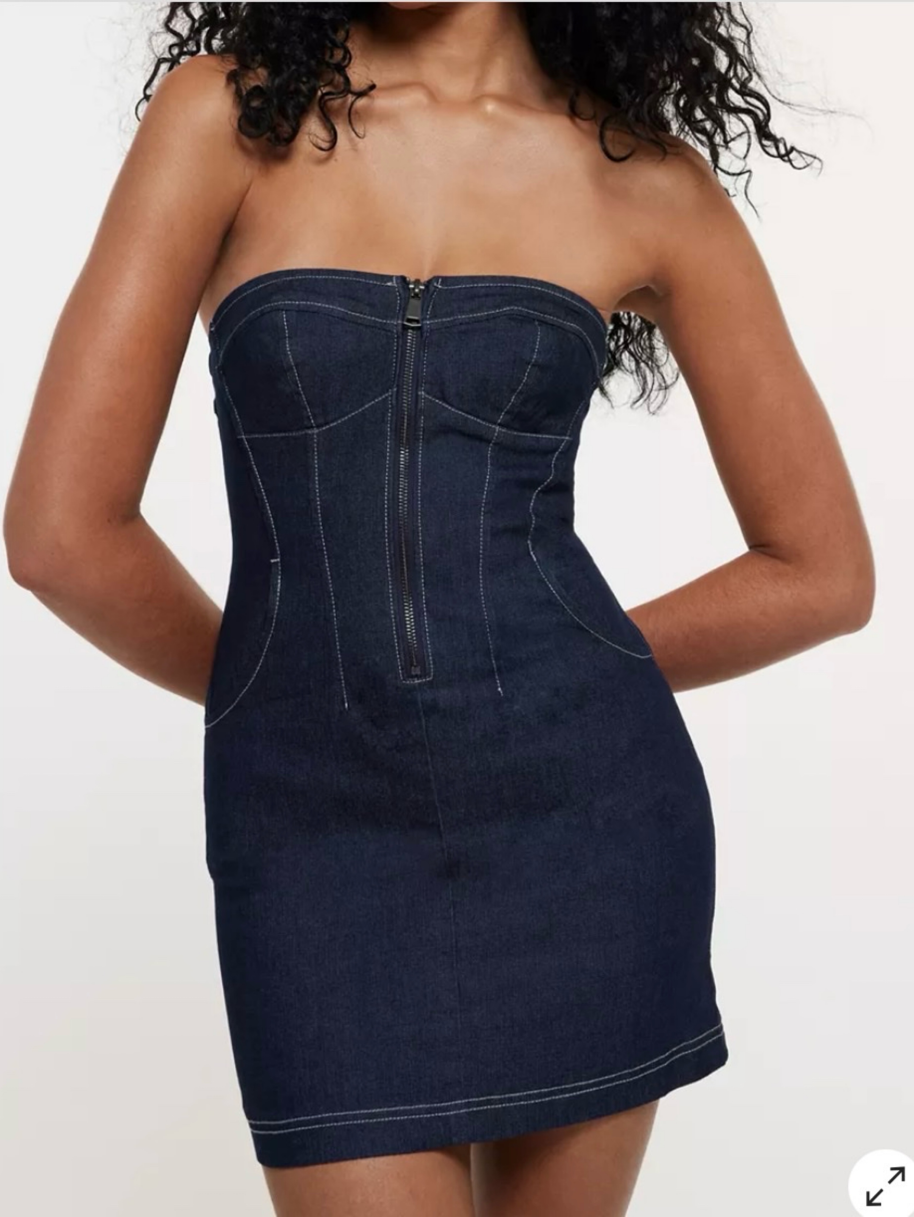 denim dress urban outfitters BDG Demi Denim Strapless Mini Dress