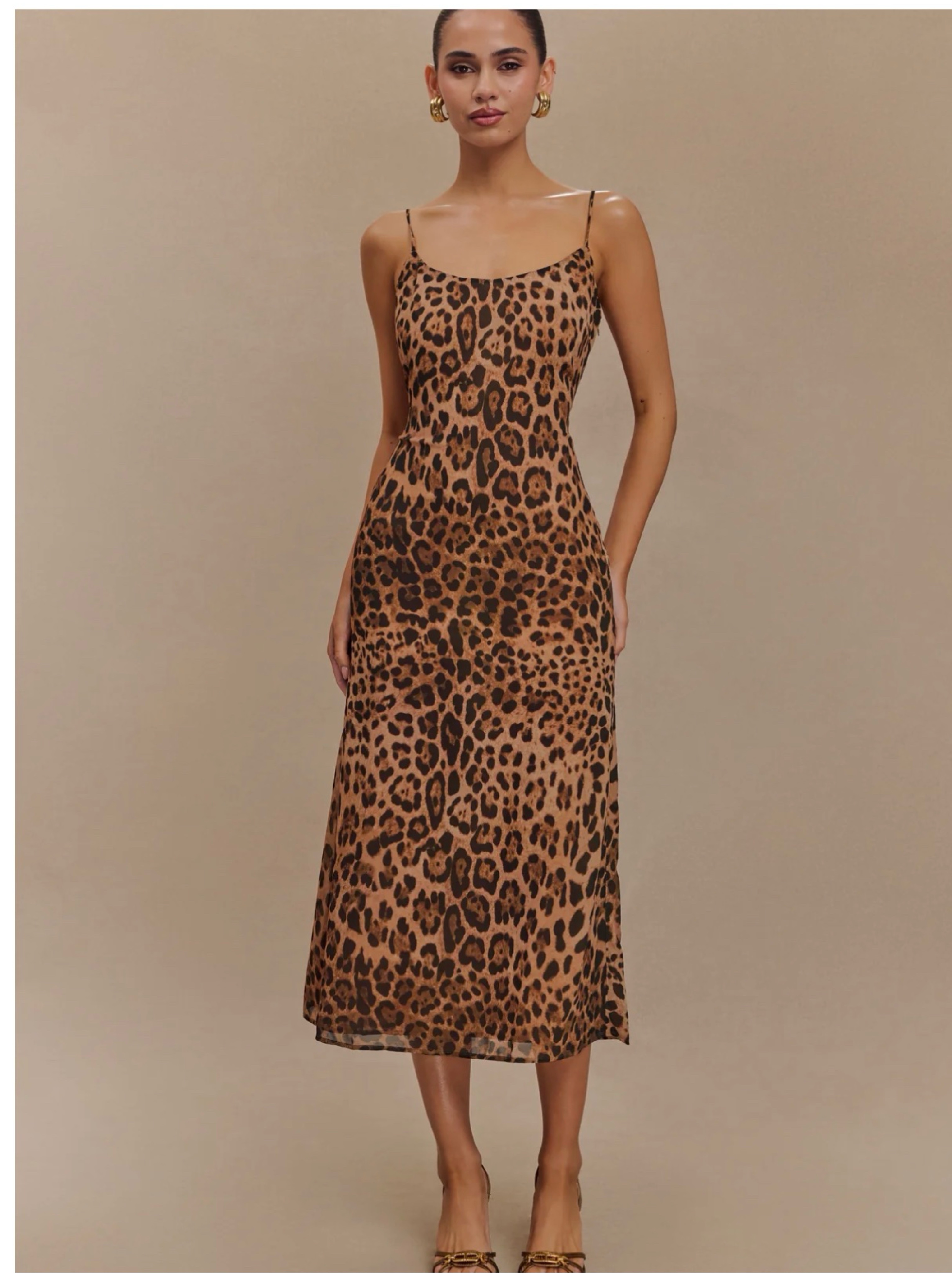 Meshki Leanne Chiffon Midi Dress - Leopard