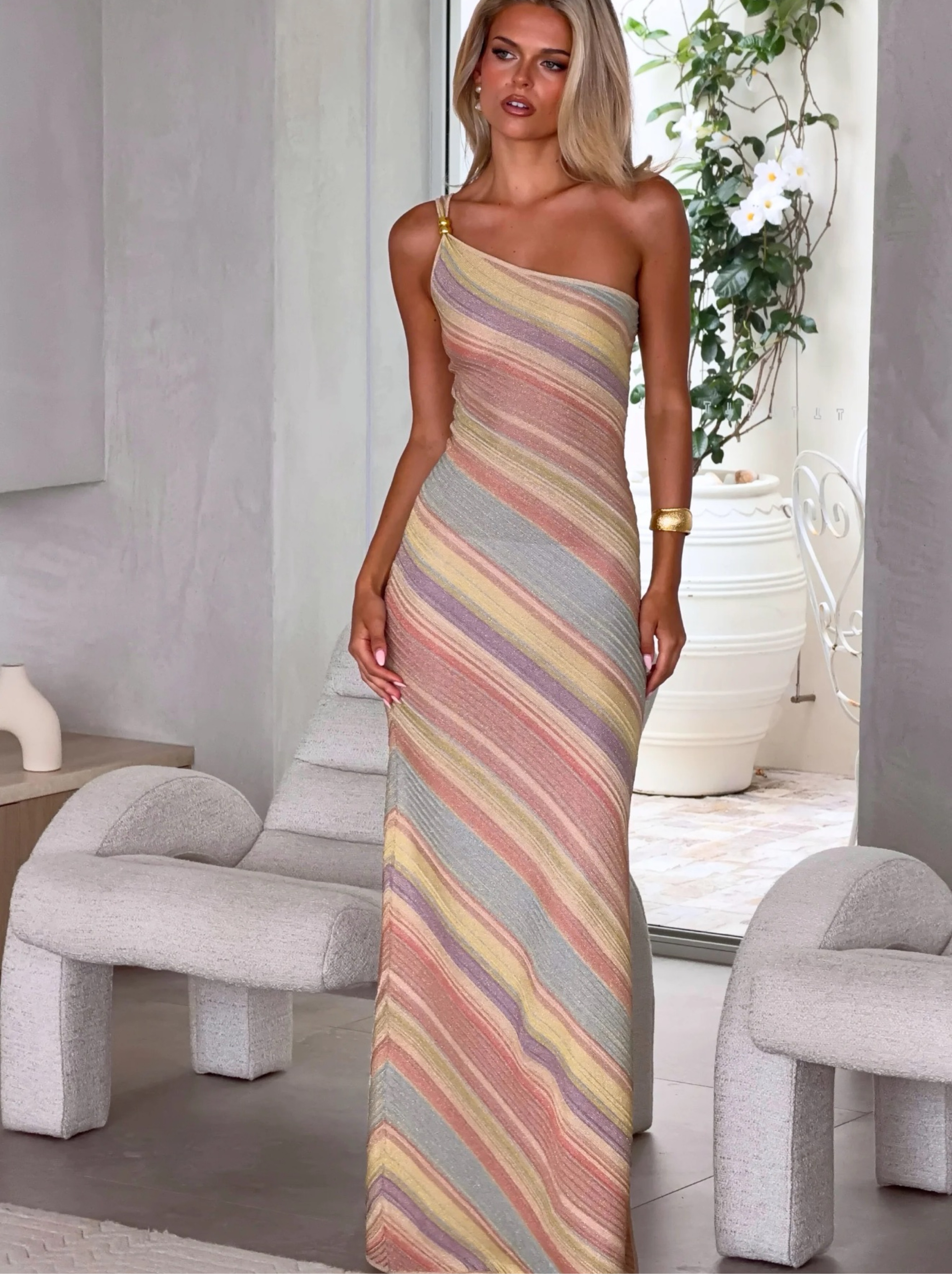 Kapri The Label Striped Knit Maxi Dress