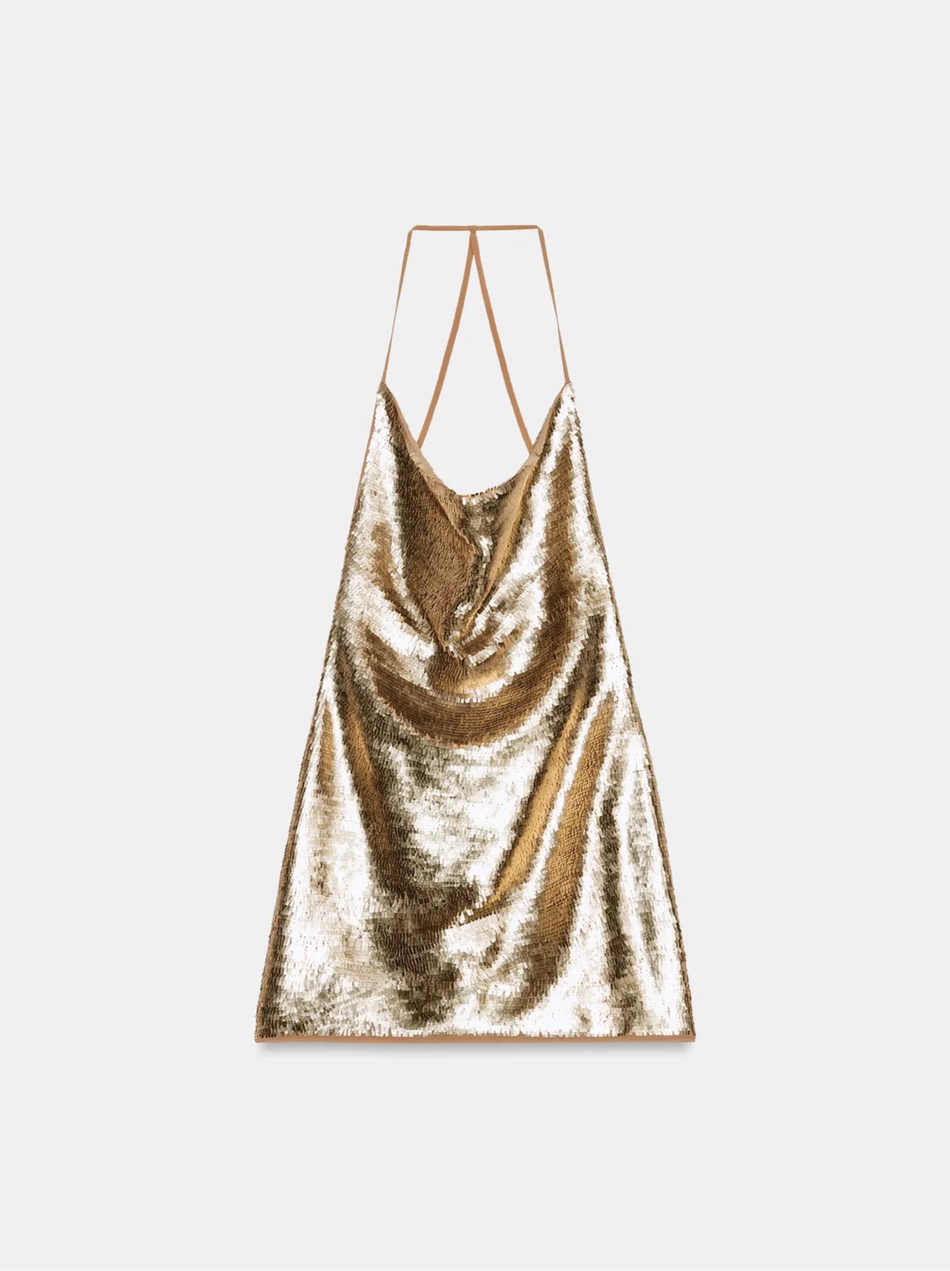 Gold Sequin Halter Mini Dress