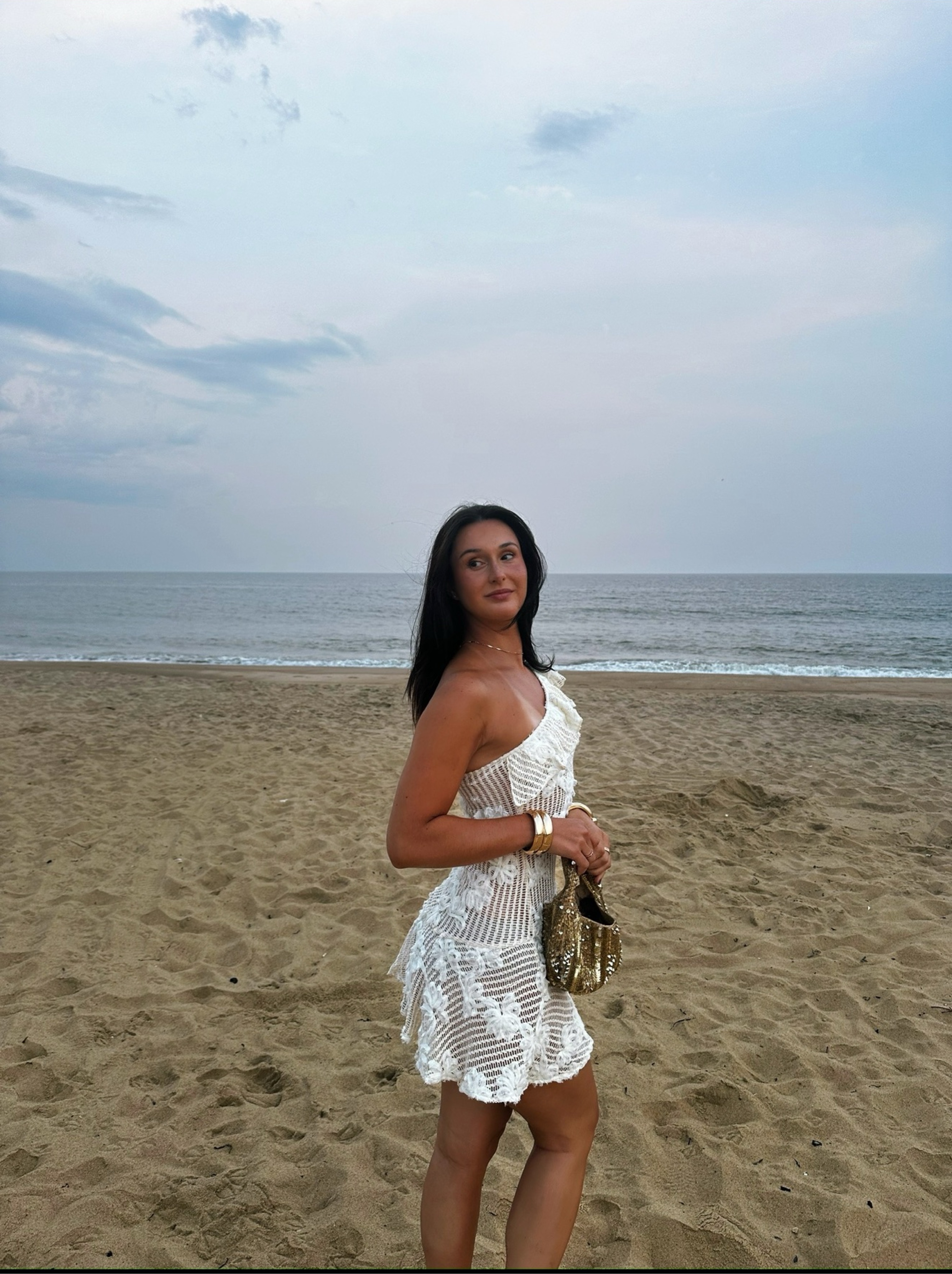 Peppermayo- Cream Crochet Knit Mini Dress
