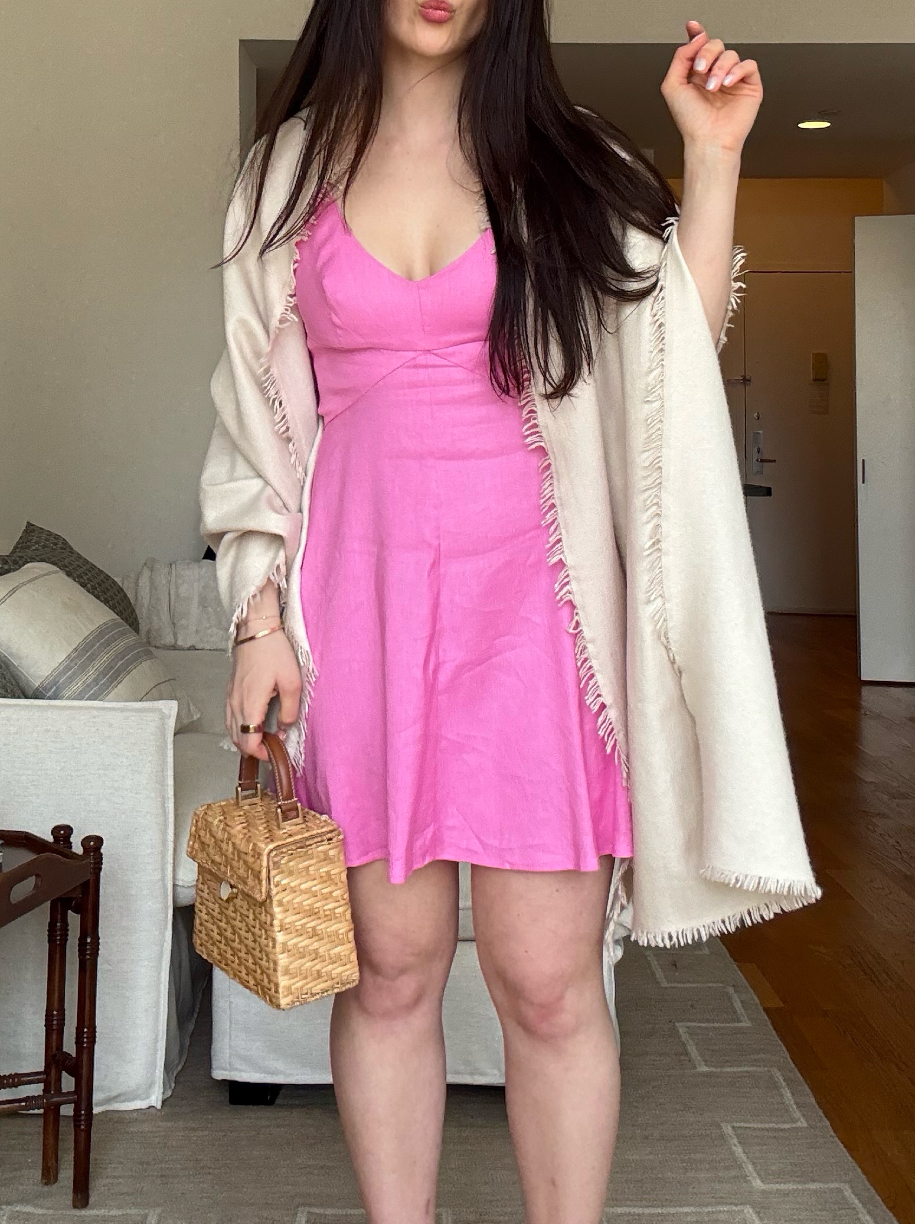 bright pink linen dress JOIE Midi Dress