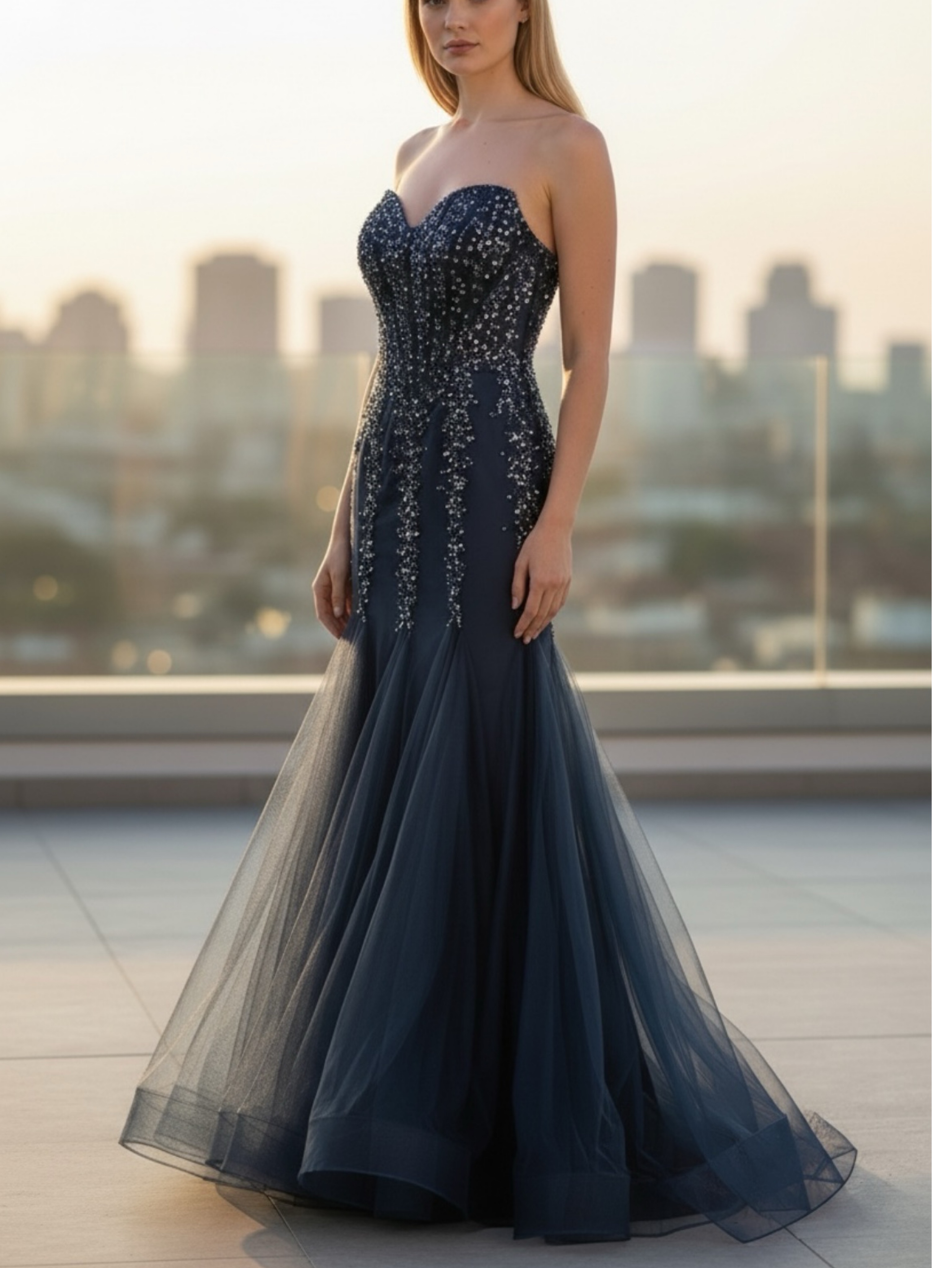 WOW Couture Navy Sequin Mermaid Gown