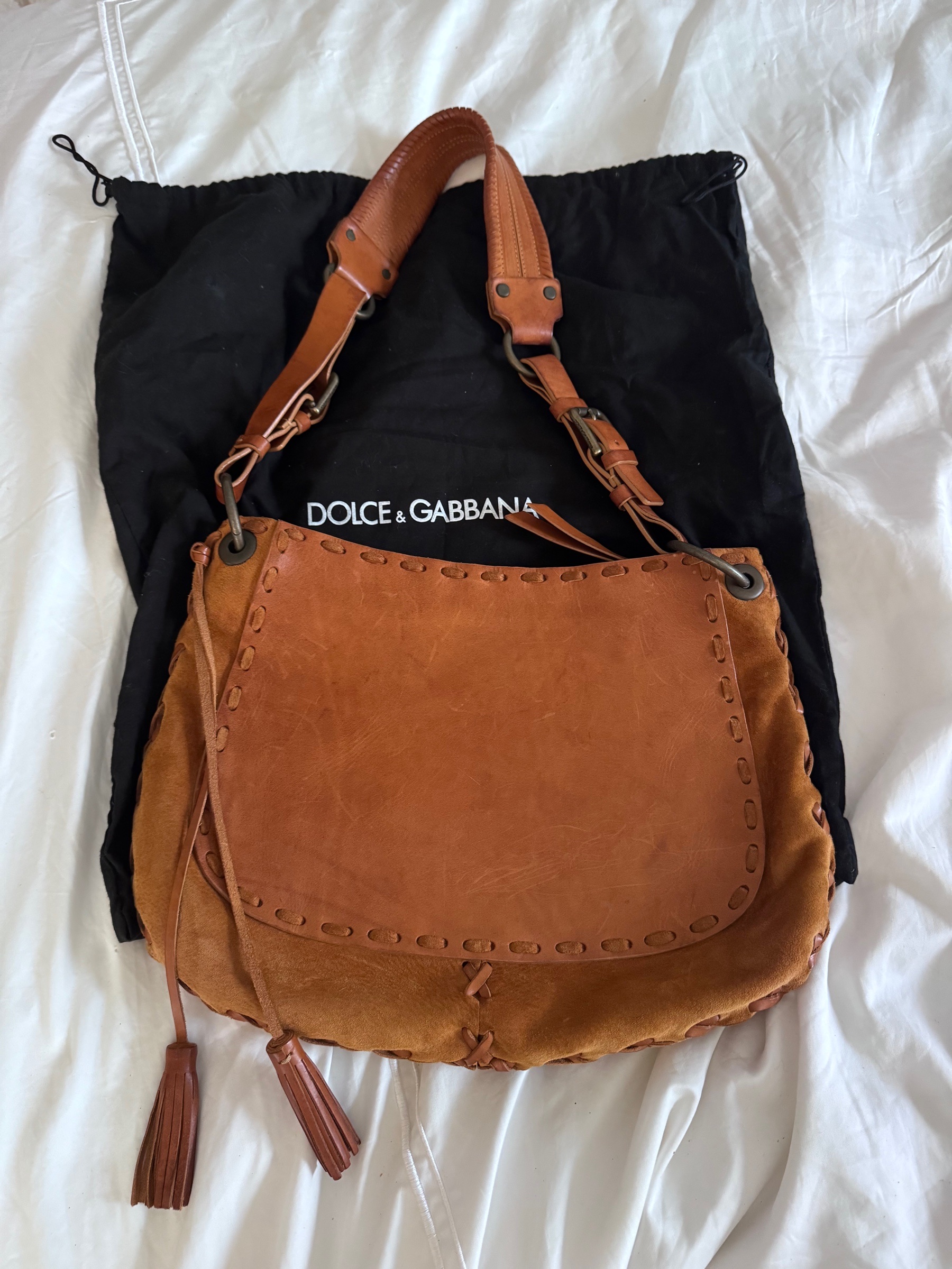 Vintage suede and leather Dolce & Gabana satchel by Dolce +