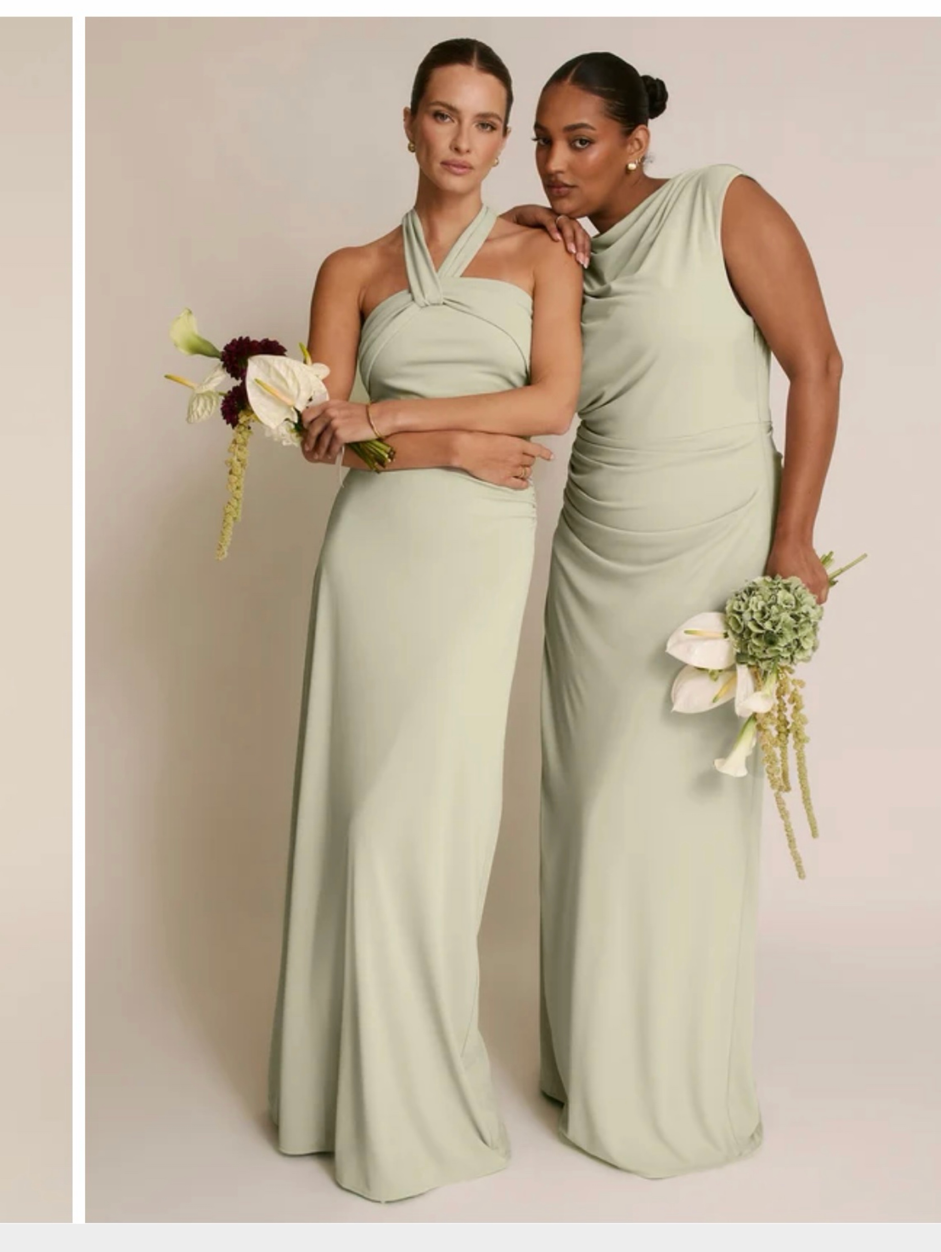 Sage green Halter neck stretch sculpt dress - six stories