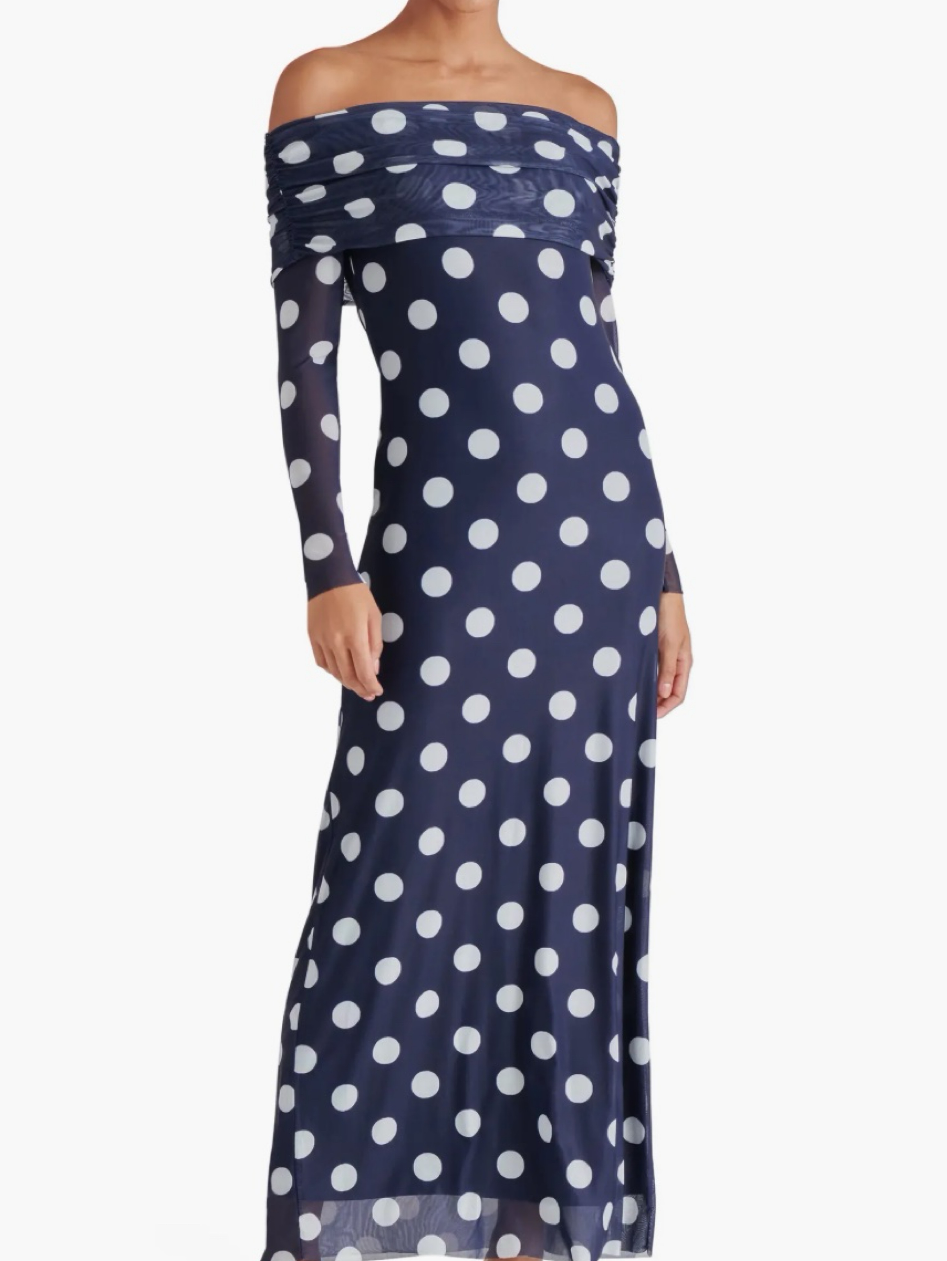 blue polka dot off the shoulder dress Kimchi Blue Polka Dot Fit and Flare Size Small, Off Shoulder Dress