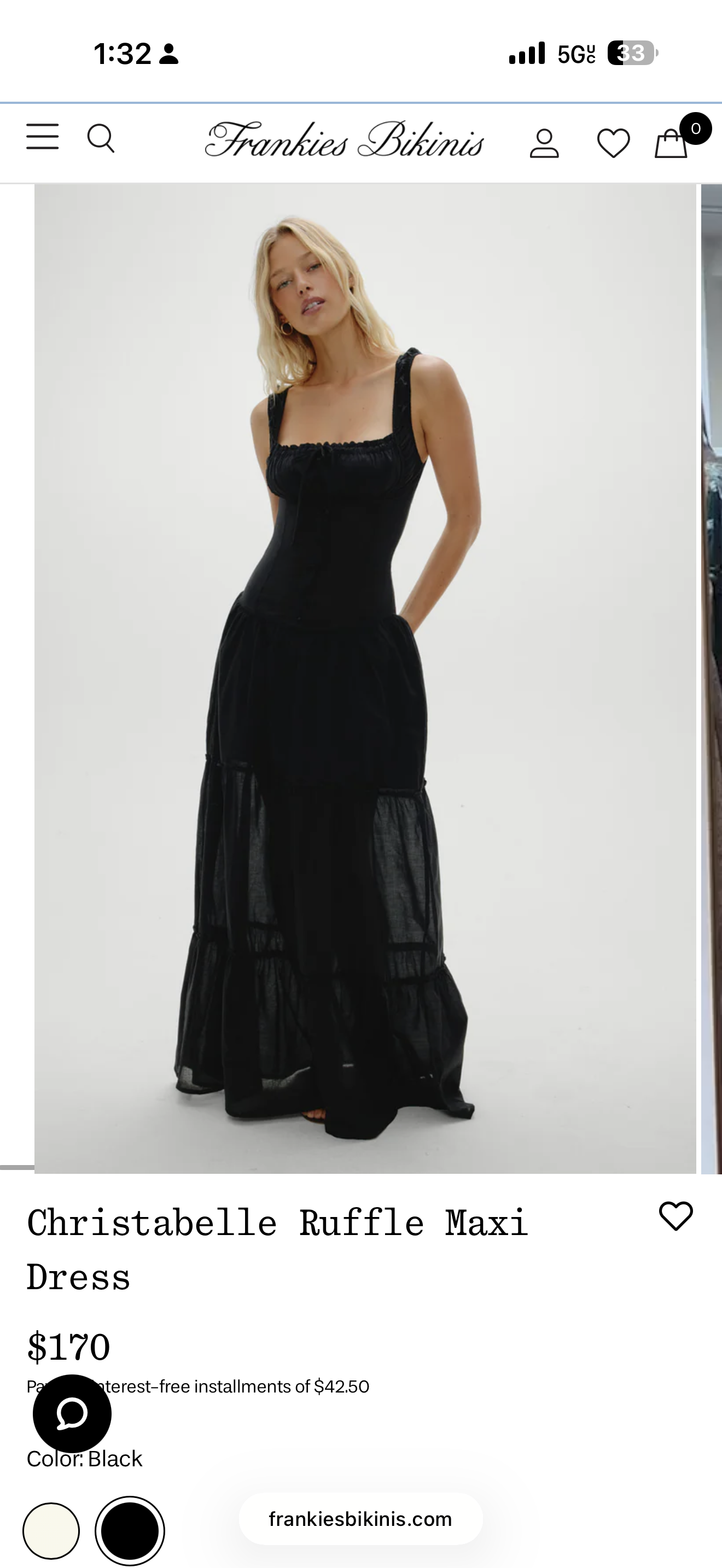 Frankies Bikinis Christabelle Ruffle Maxi Dress Black