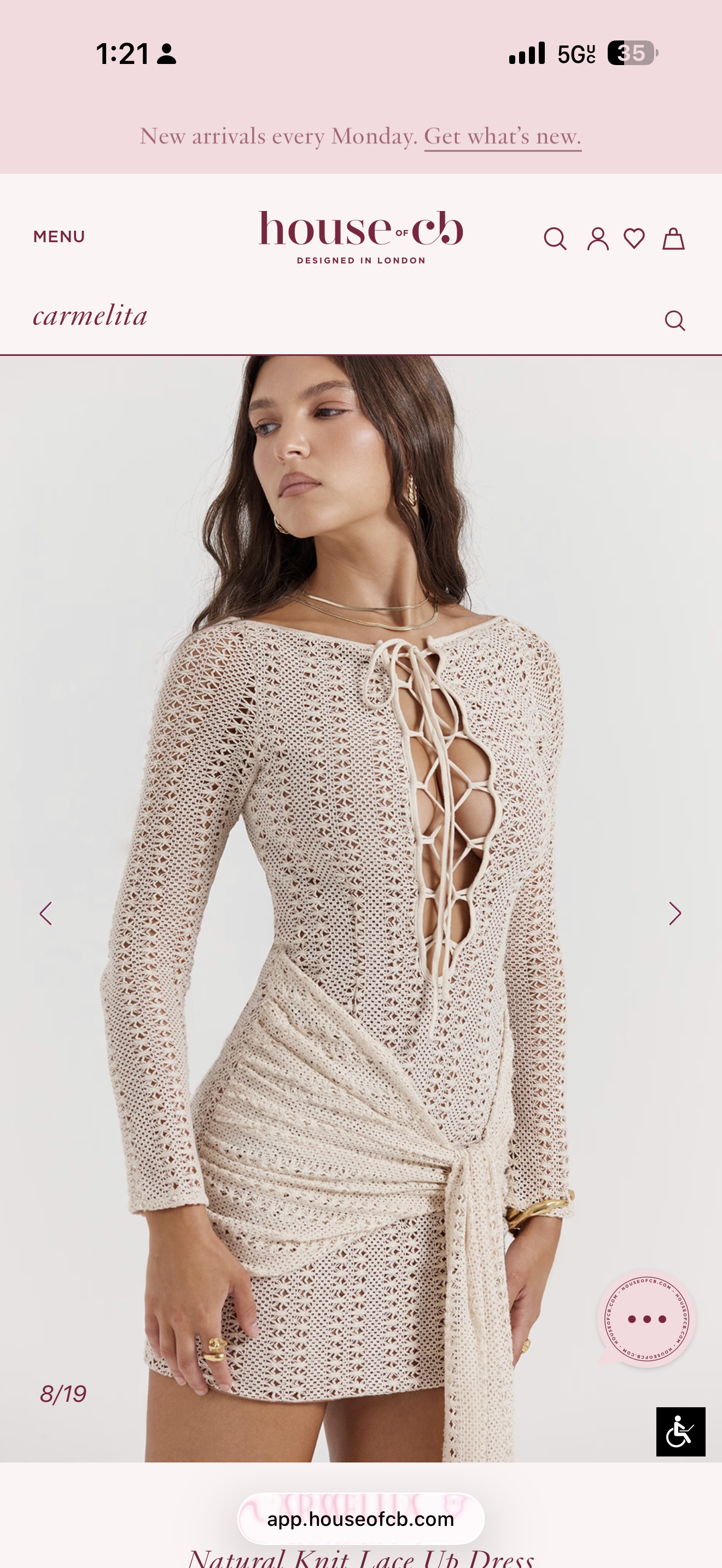 House of CB Carmelita Natural Knit Lace Up Dress by House of CB - Pickle
