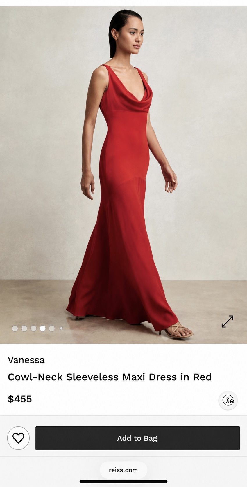 Reiss Vanessa Cowl-Neck Sleeveless Maxi Dress in Red