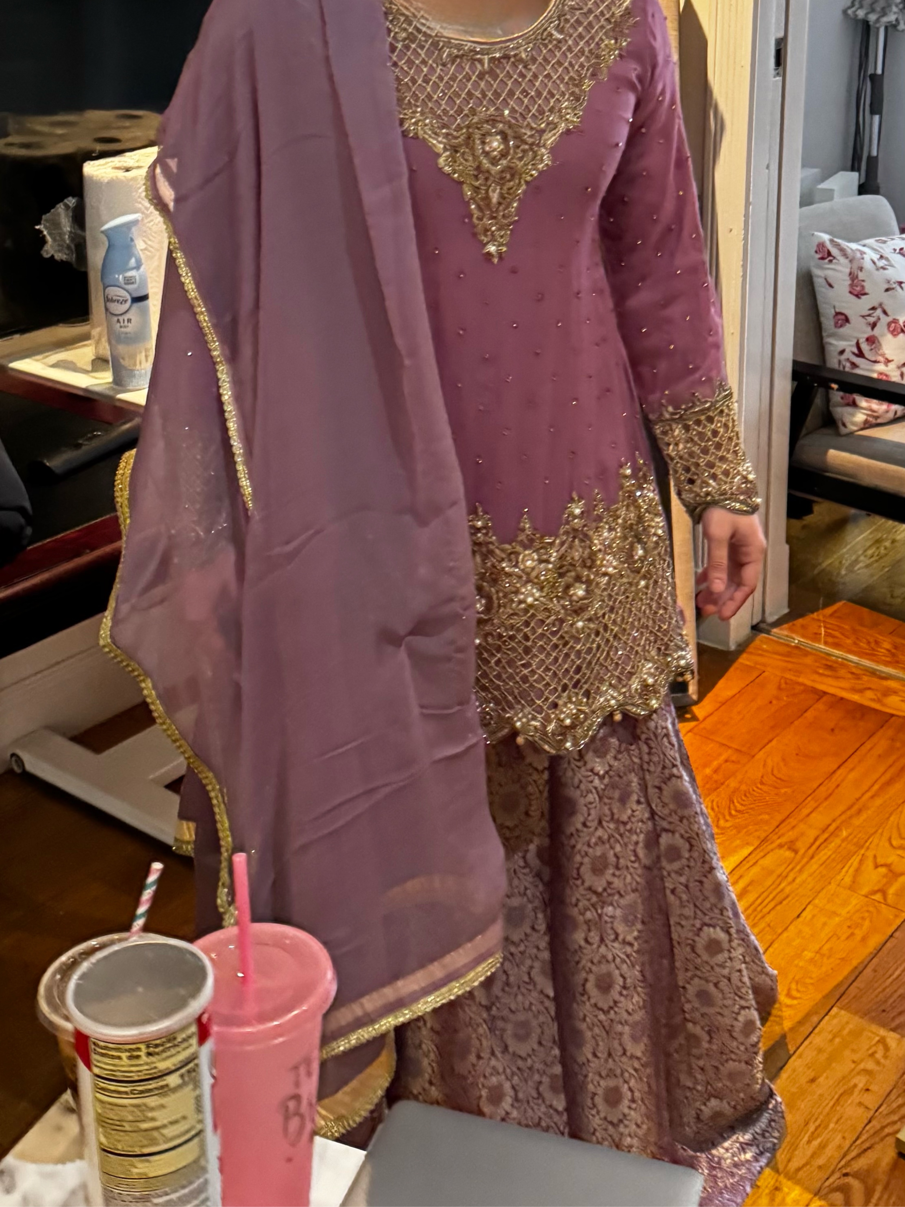 Lengha with Gold Accents
