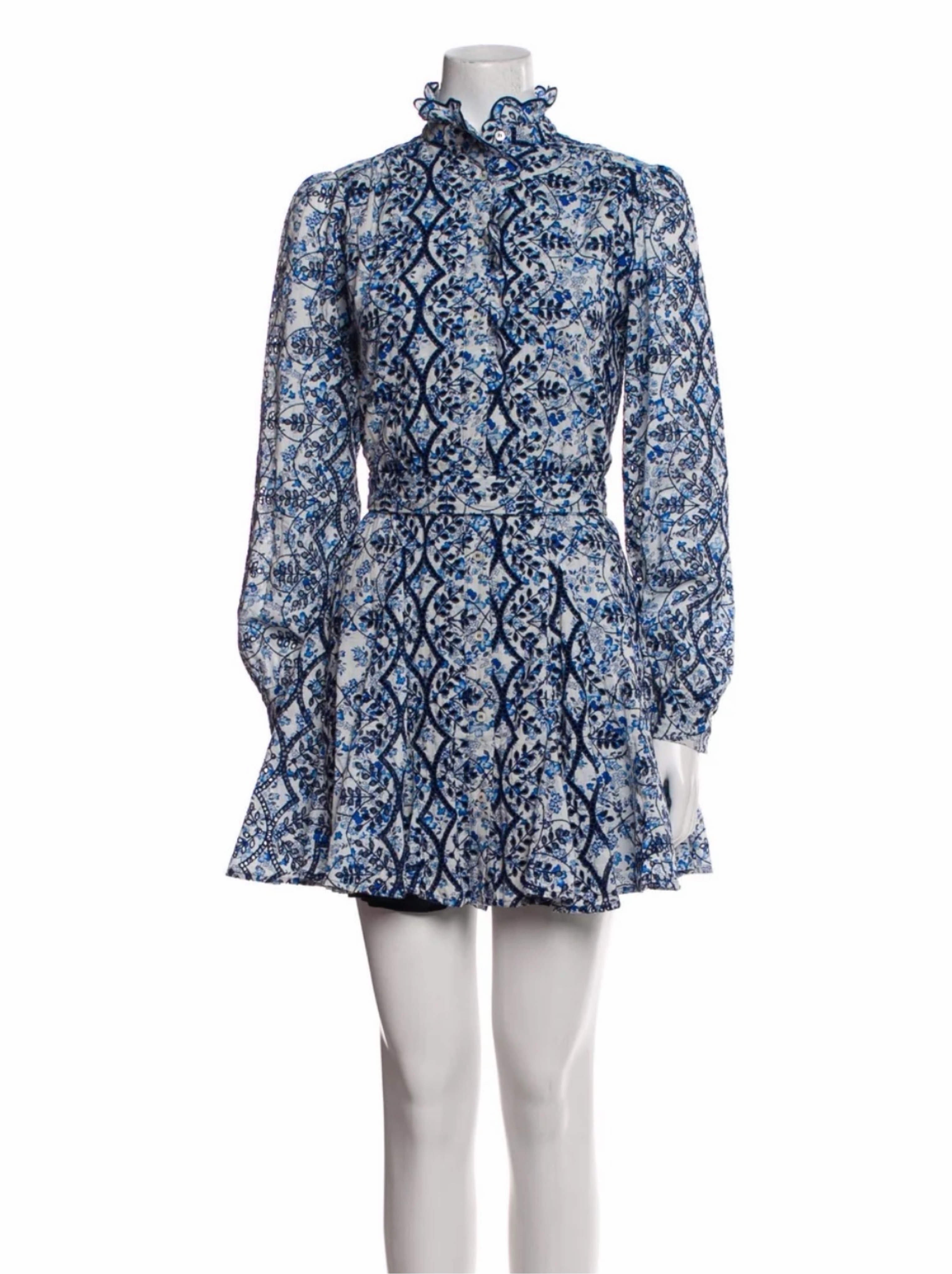 Sezane Blue Floral Mini Dress