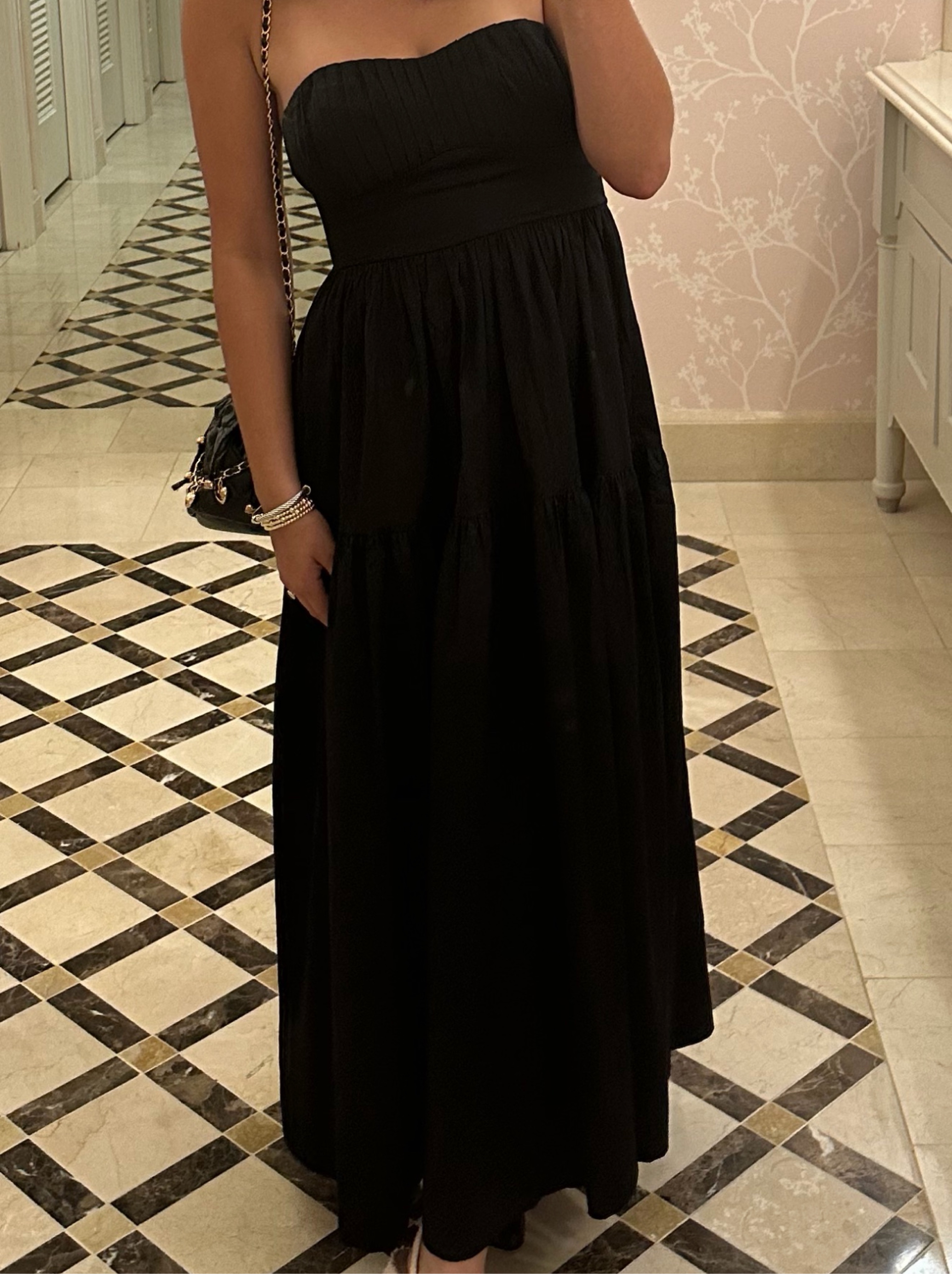 Strapless Black Maxi Dress