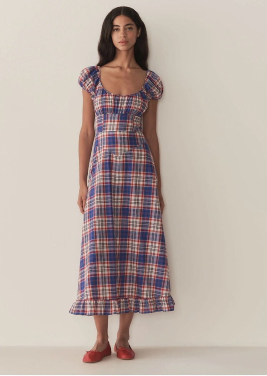 doen blue plaid dress Doen Plaid Dress (S) by Doen