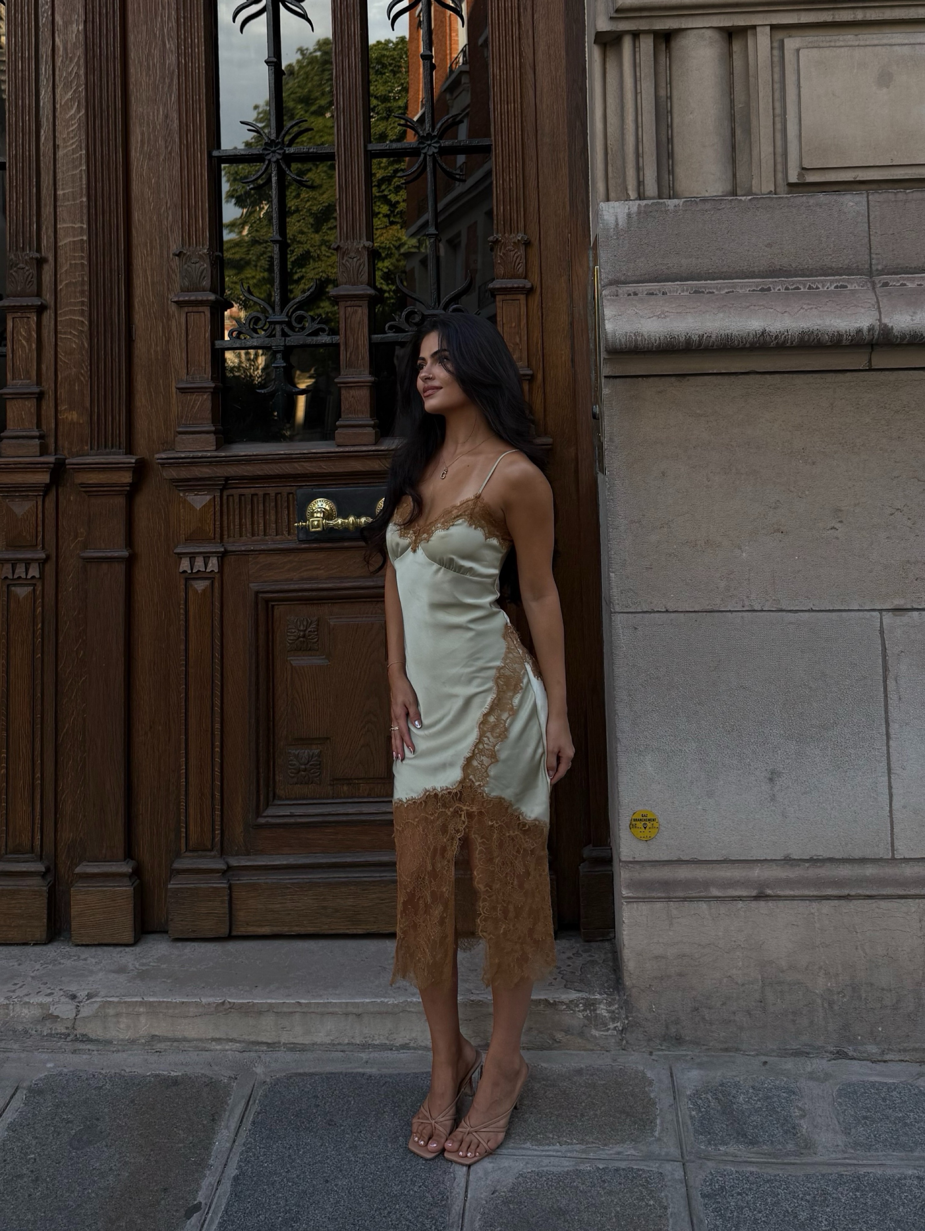 ZARA LACE SPLIT DRESS - SEA GREEN