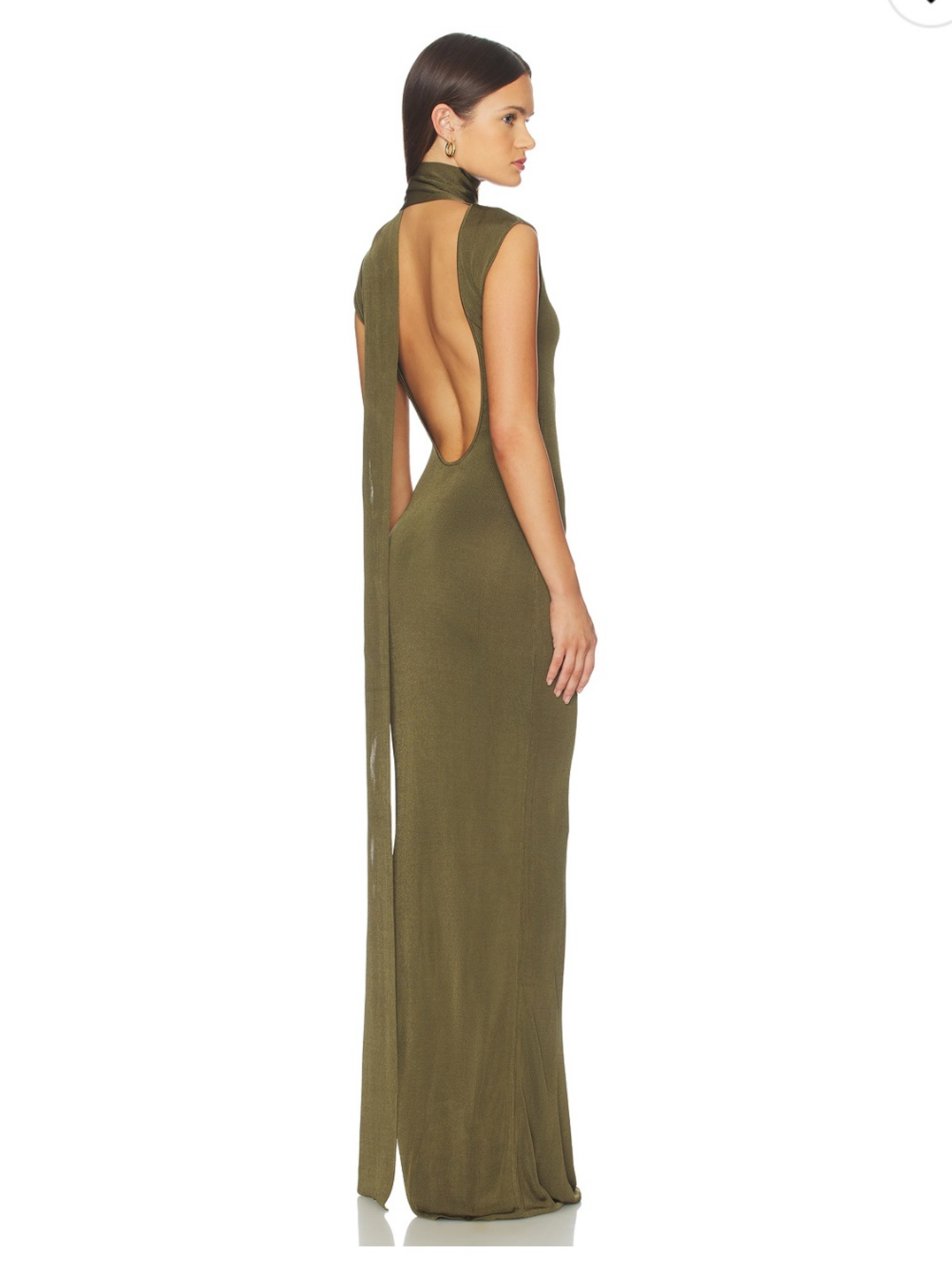 Dianne Scarf Wrap Gown in Pine Green