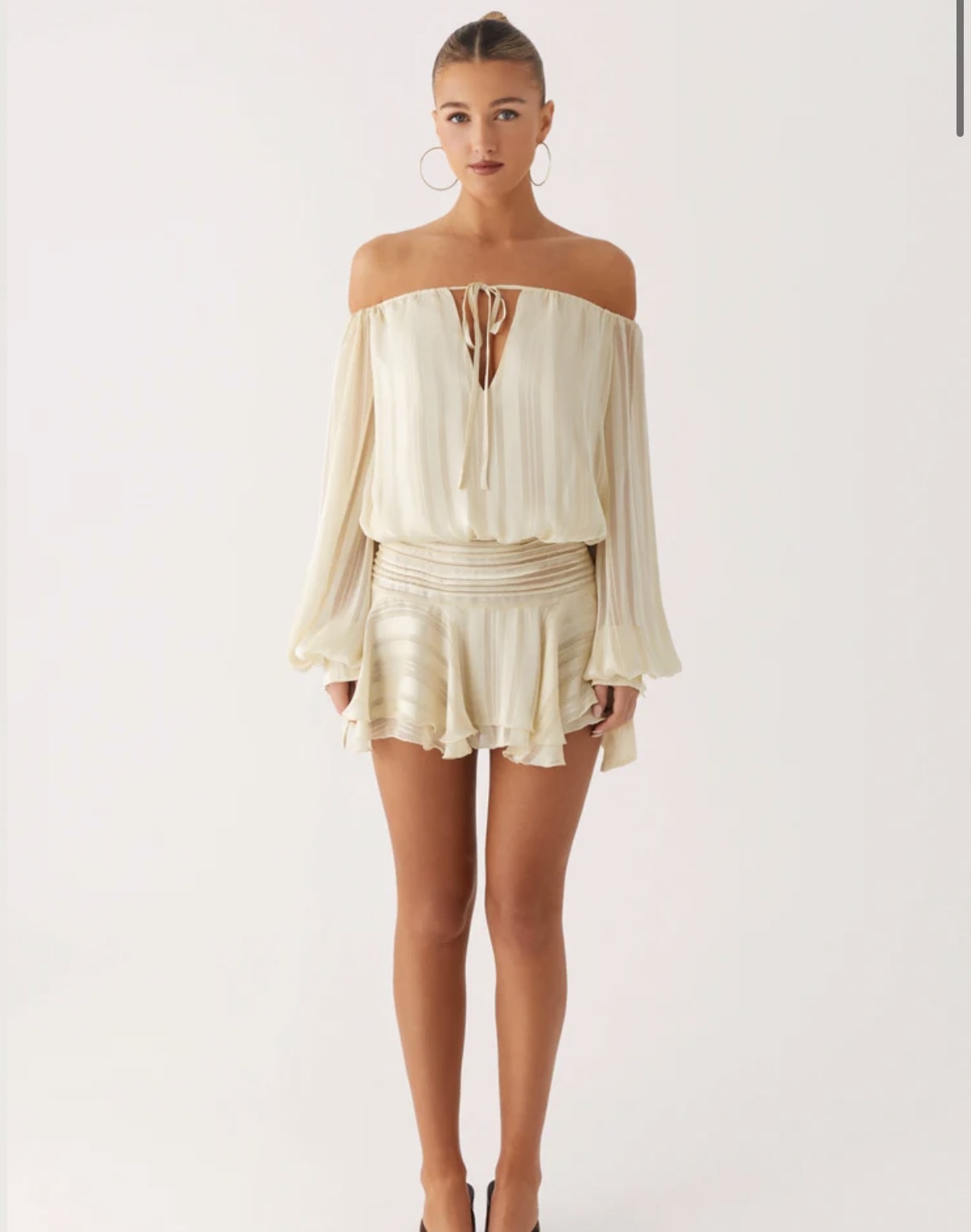 Eira Balloon Sleeve Mini Dress - Ivory