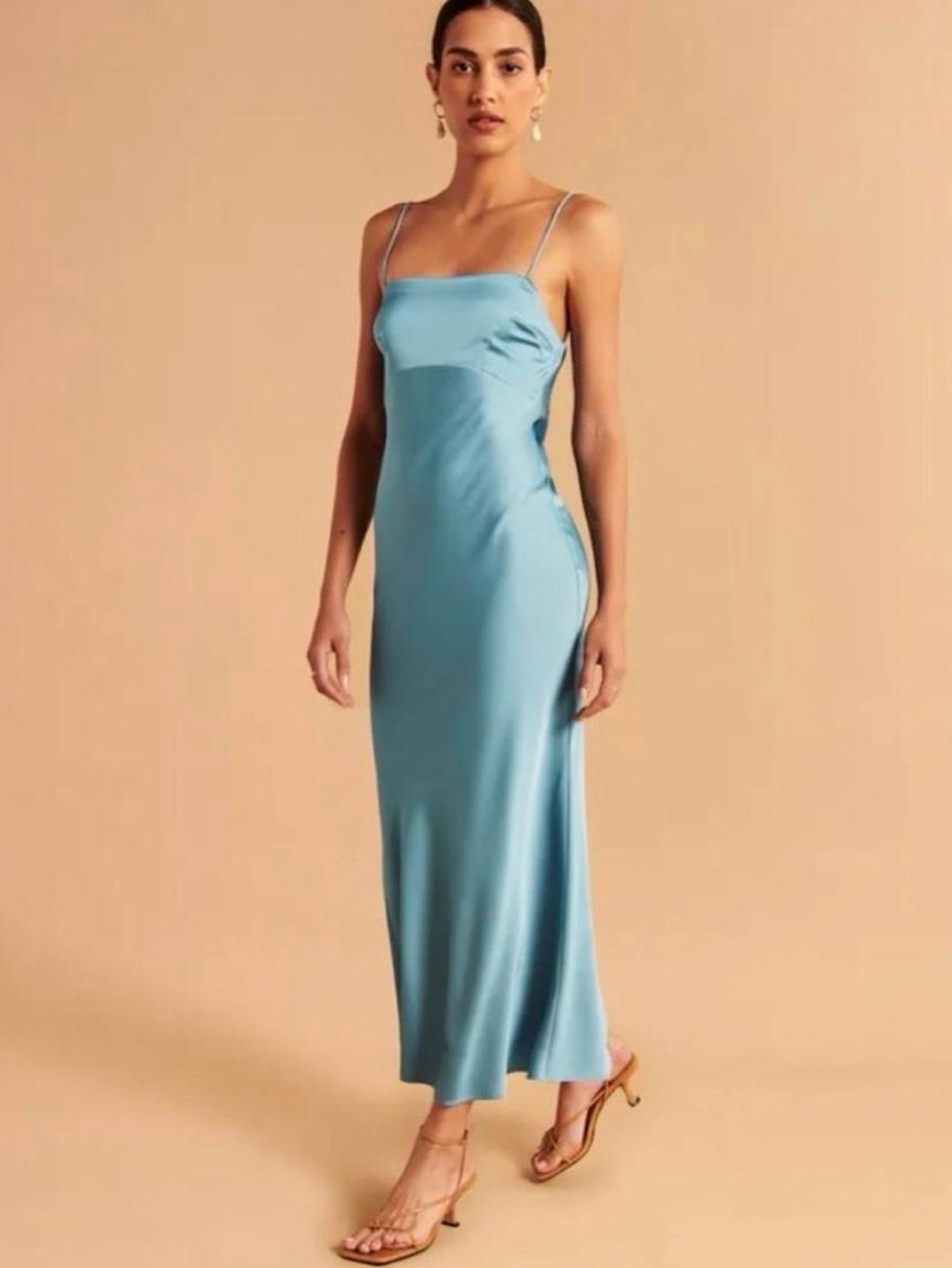 Abercrombie Satin Cowl Back Dress - Aqua / Blue