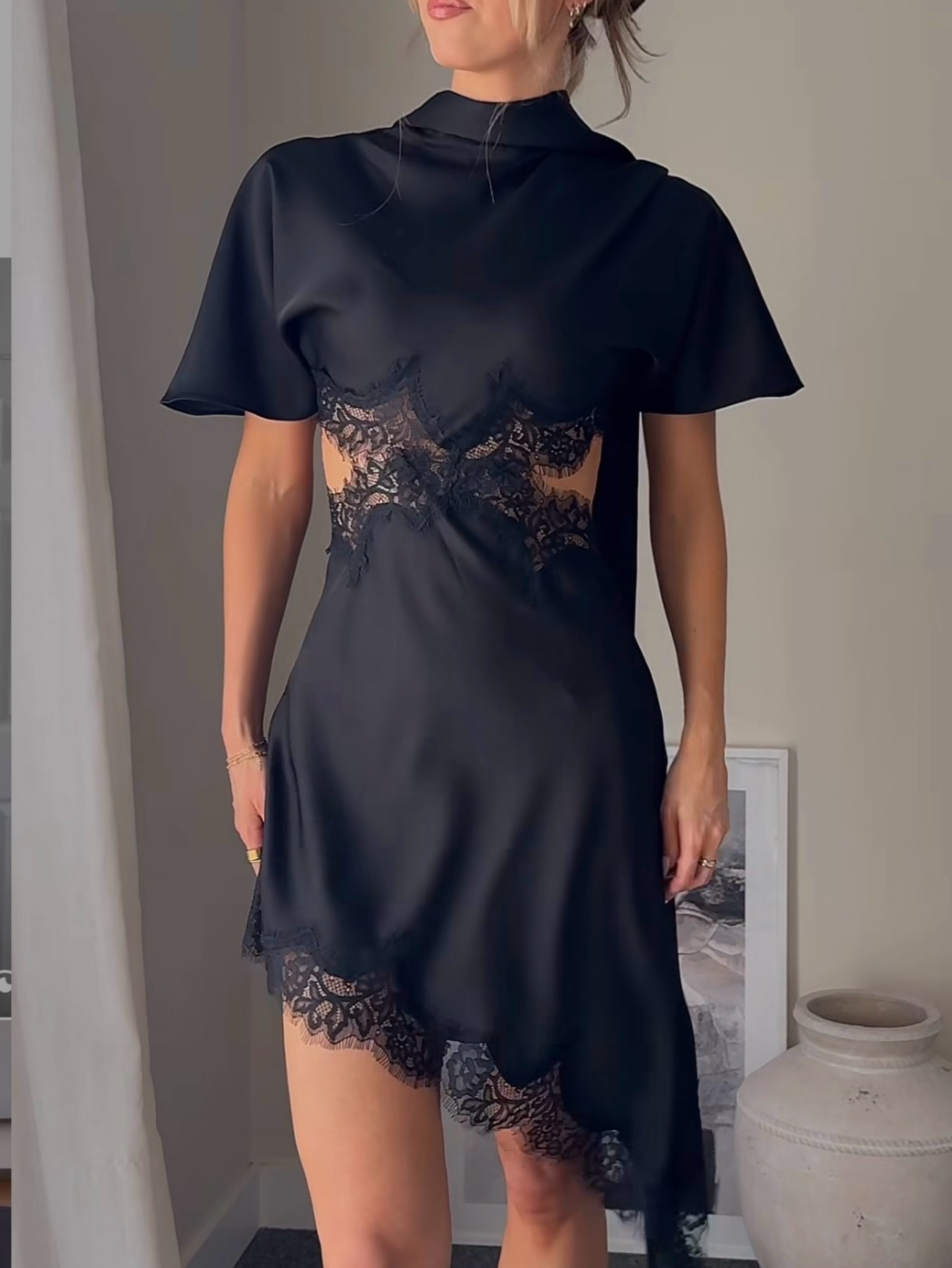 SATIN EFFECT LACE DRESS ZW COLLECTION