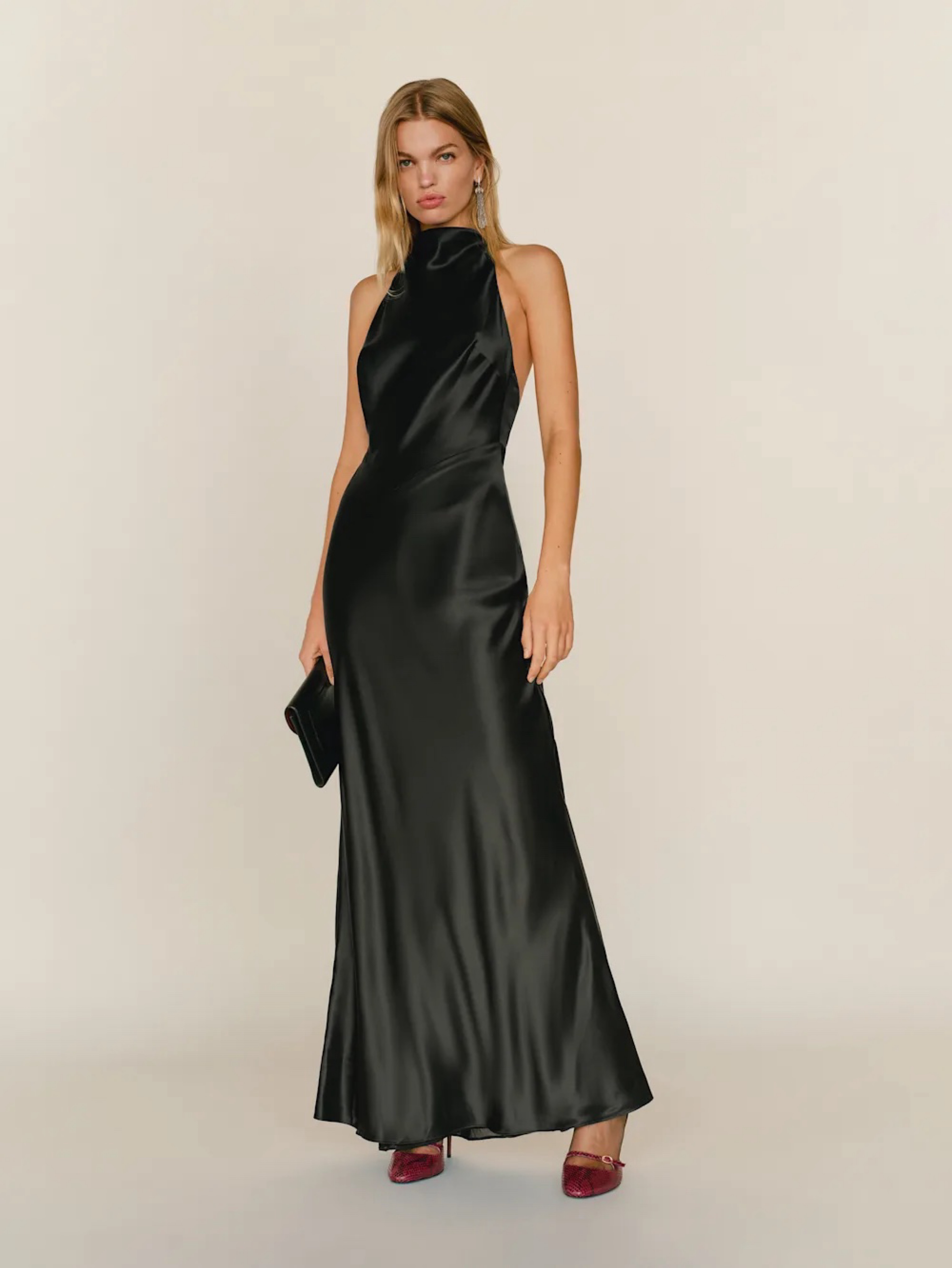 Reformation Black Silk Dress