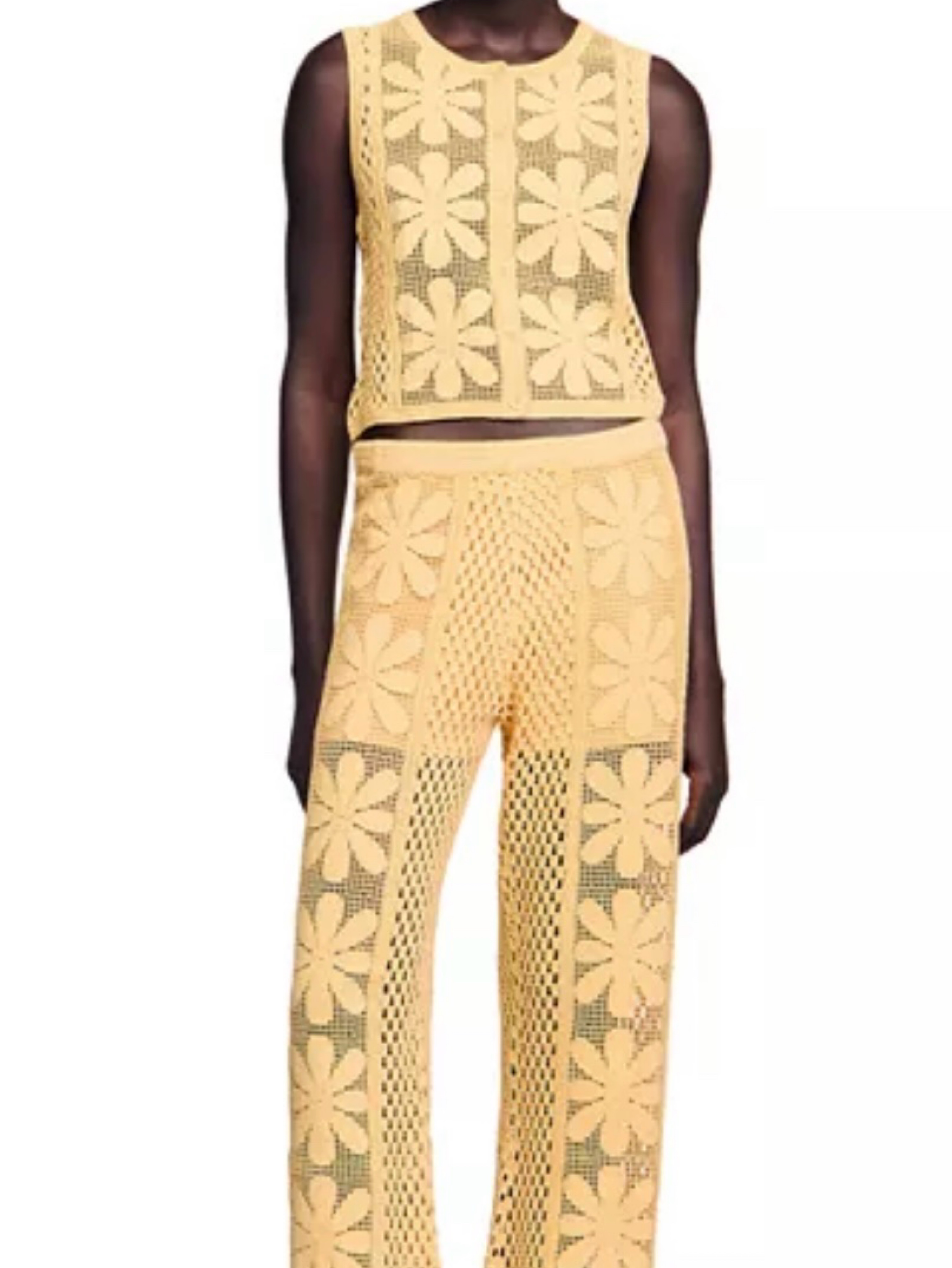 Yellow crochet Knit Two-Piece Set Sandro