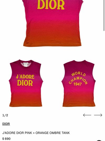 Christian Dior J’ADORE 1947 タンク 38 ピンク Dior Tank by Christian Dior | Pickle