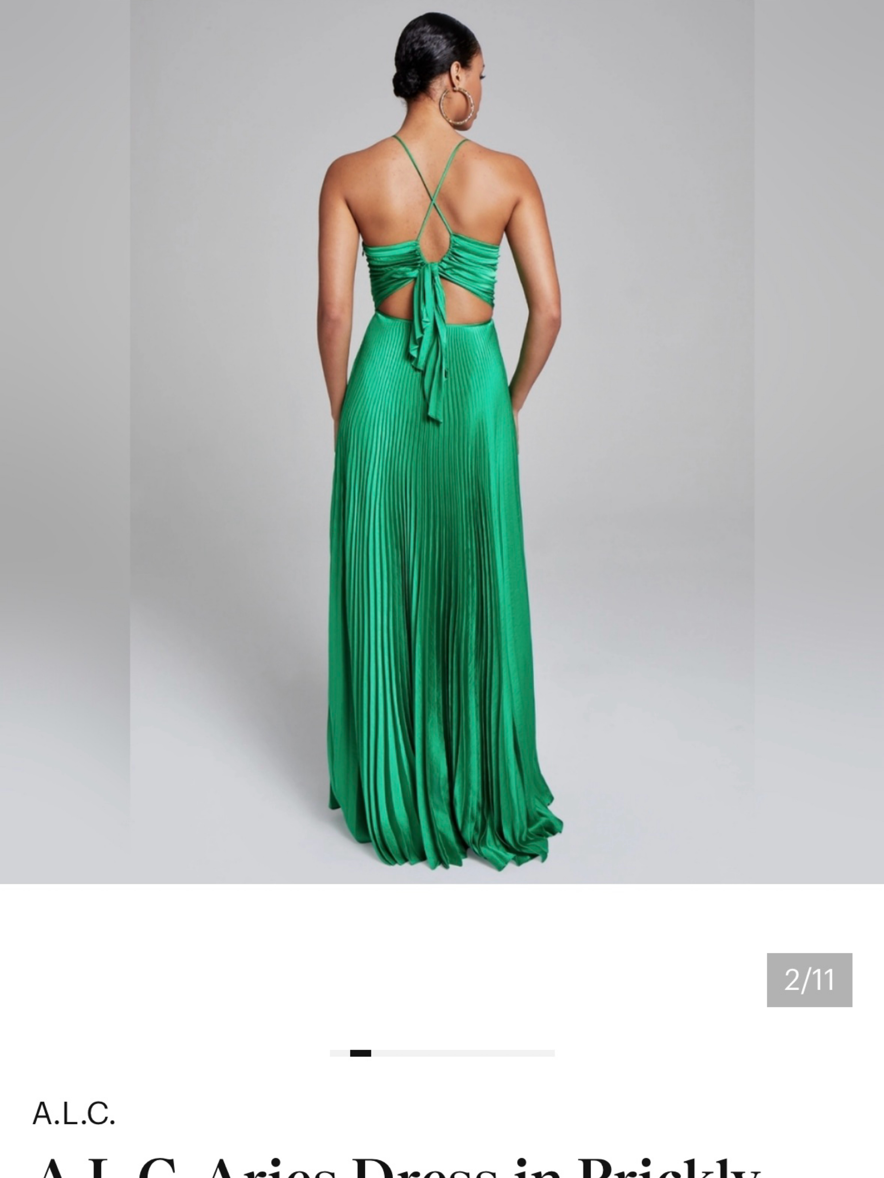 alc green pleated dress A.L.C. Bianca Pleated Strapless Gown - Lily Green
