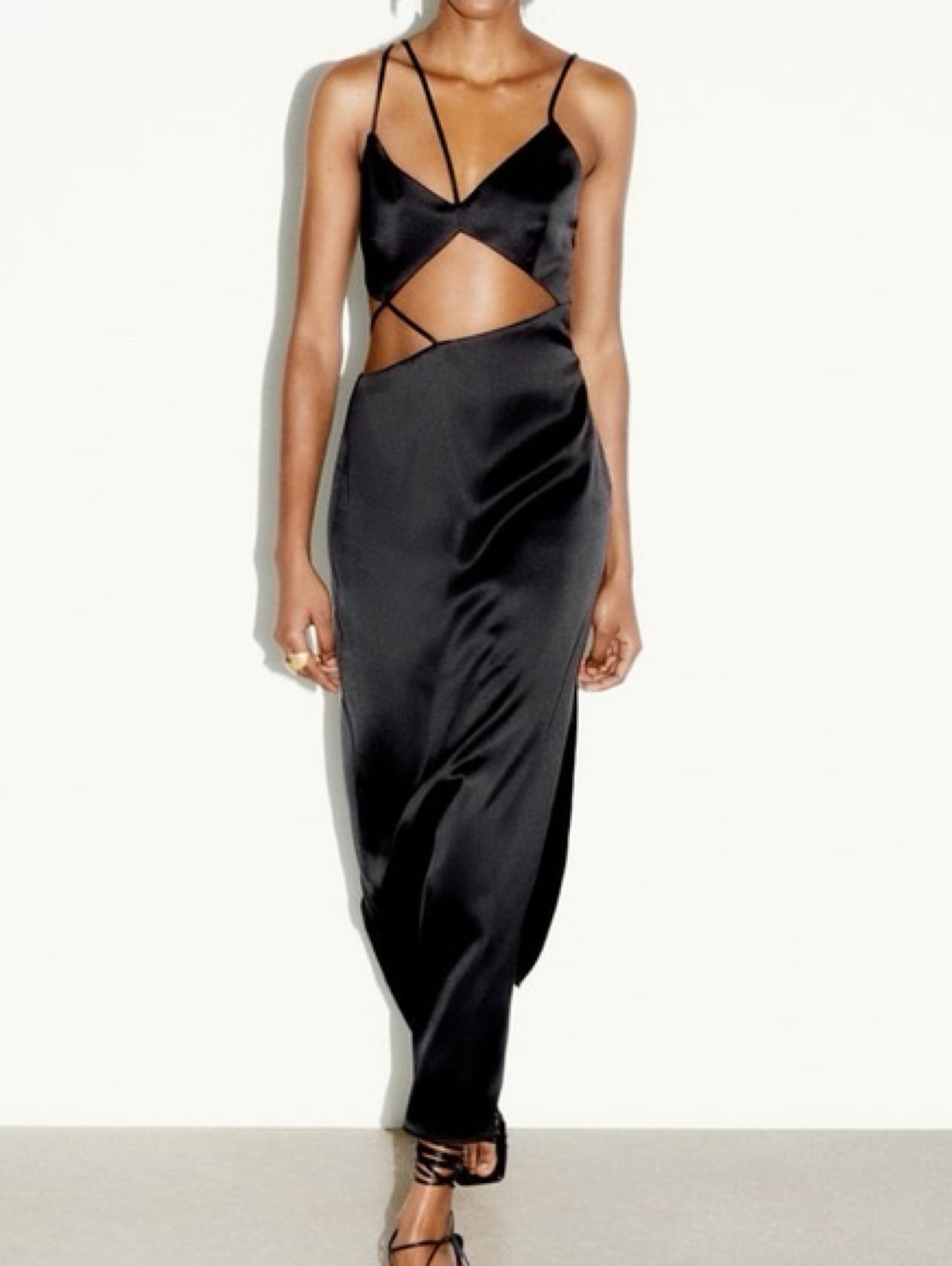 black silk dress zara Zara Black Slip Dress  Changing Hands